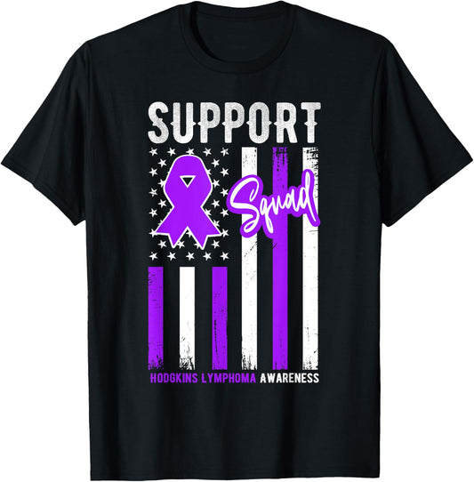 Support Squad Hodgkin's Lymphoma Cancer Disease Awareness T-Shirt - T-Shirt | Black