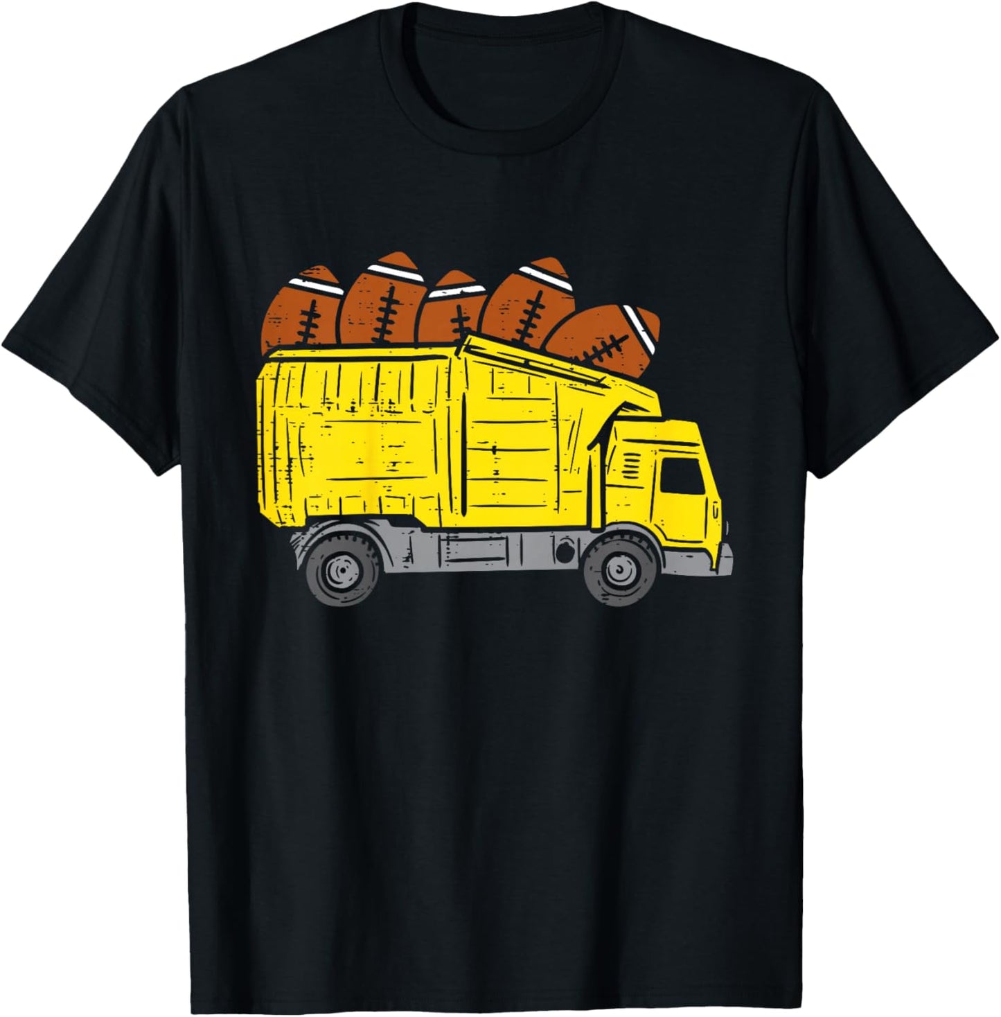 Kids American Football Dump Truck Cute Sports Boys Kids Toddlers T-Shirt - T-Shirt | Black