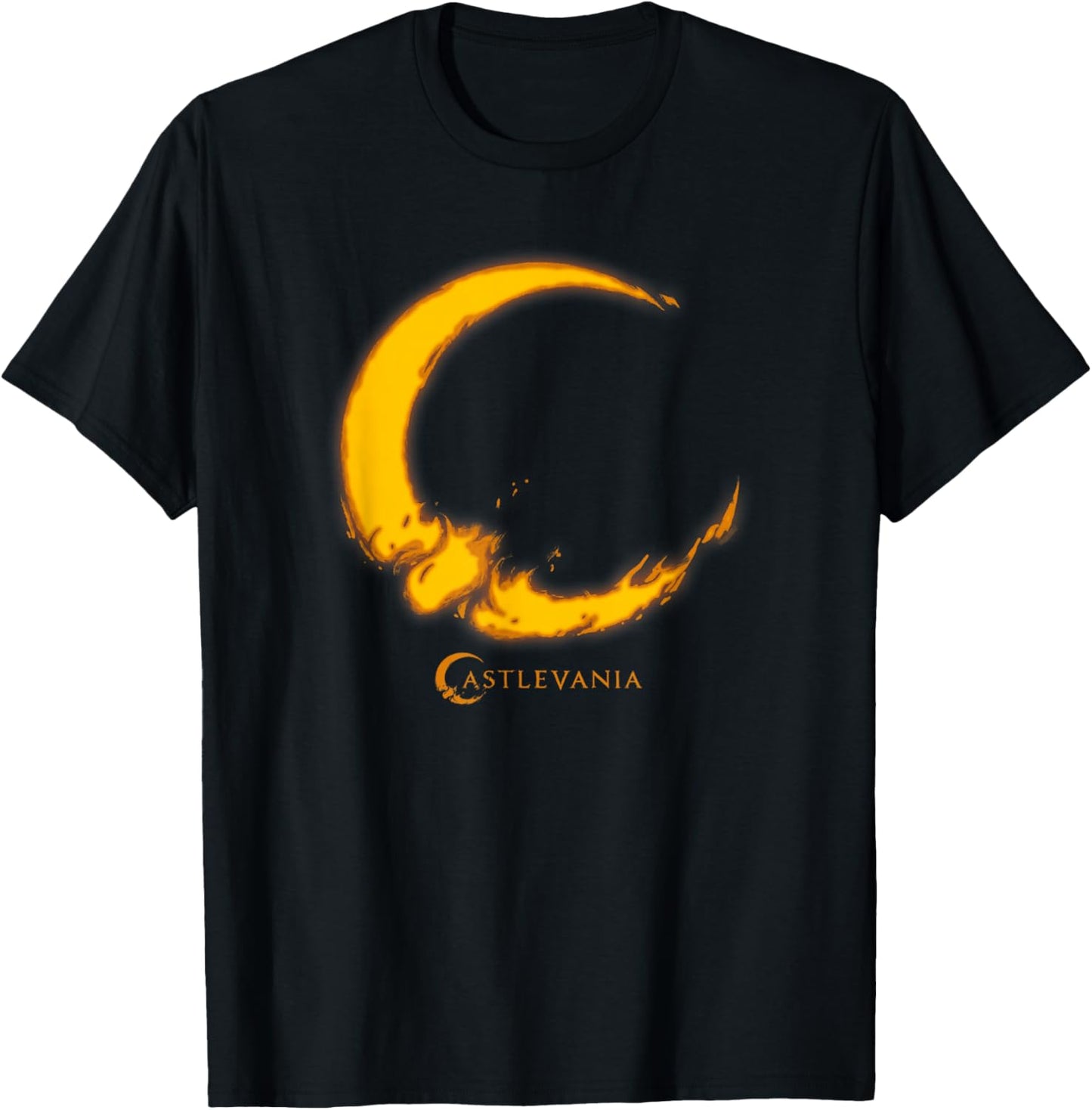 Castlevania Crescent Moon Fire Logo T-Shirt - T-Shirt | Black