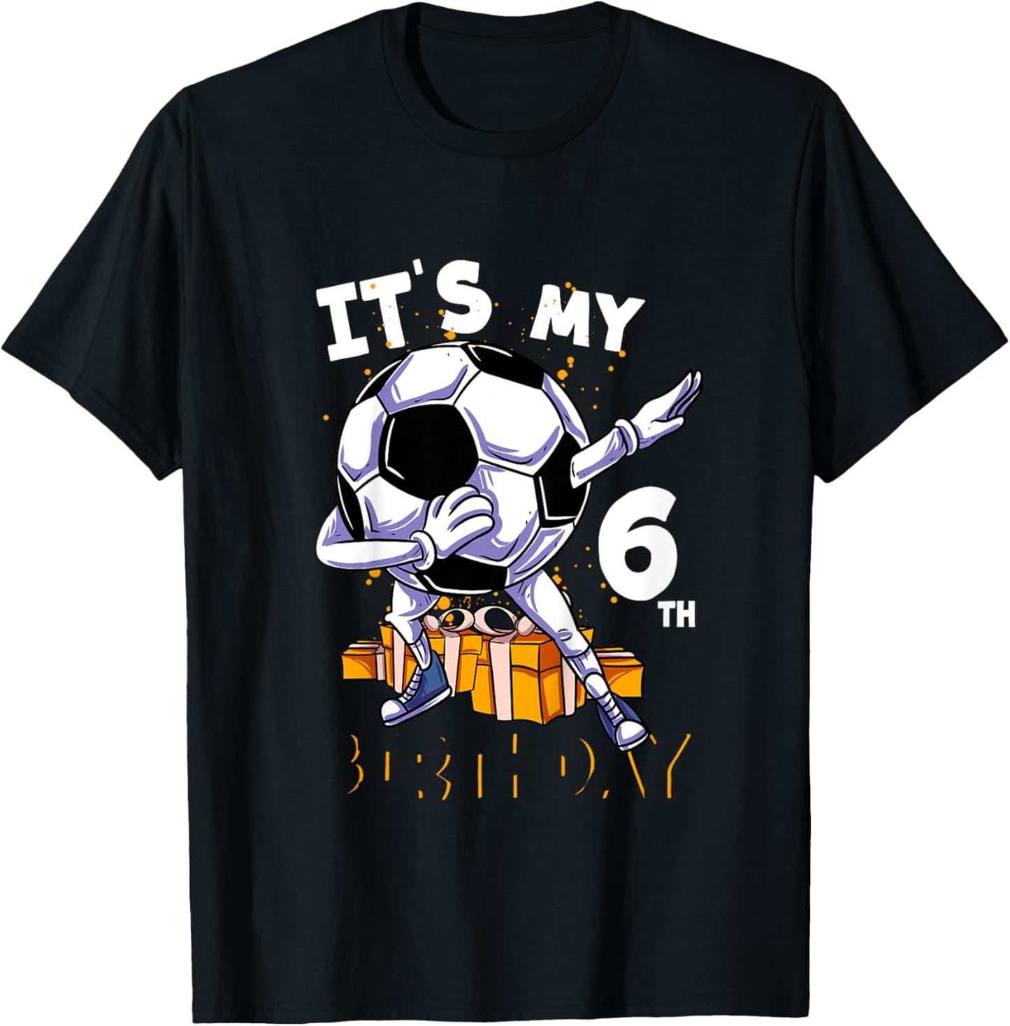 Kids Its My 6th Birthday Six Year Old Dabbing Ball Soccer T-Shirt - T-Shirt | Black