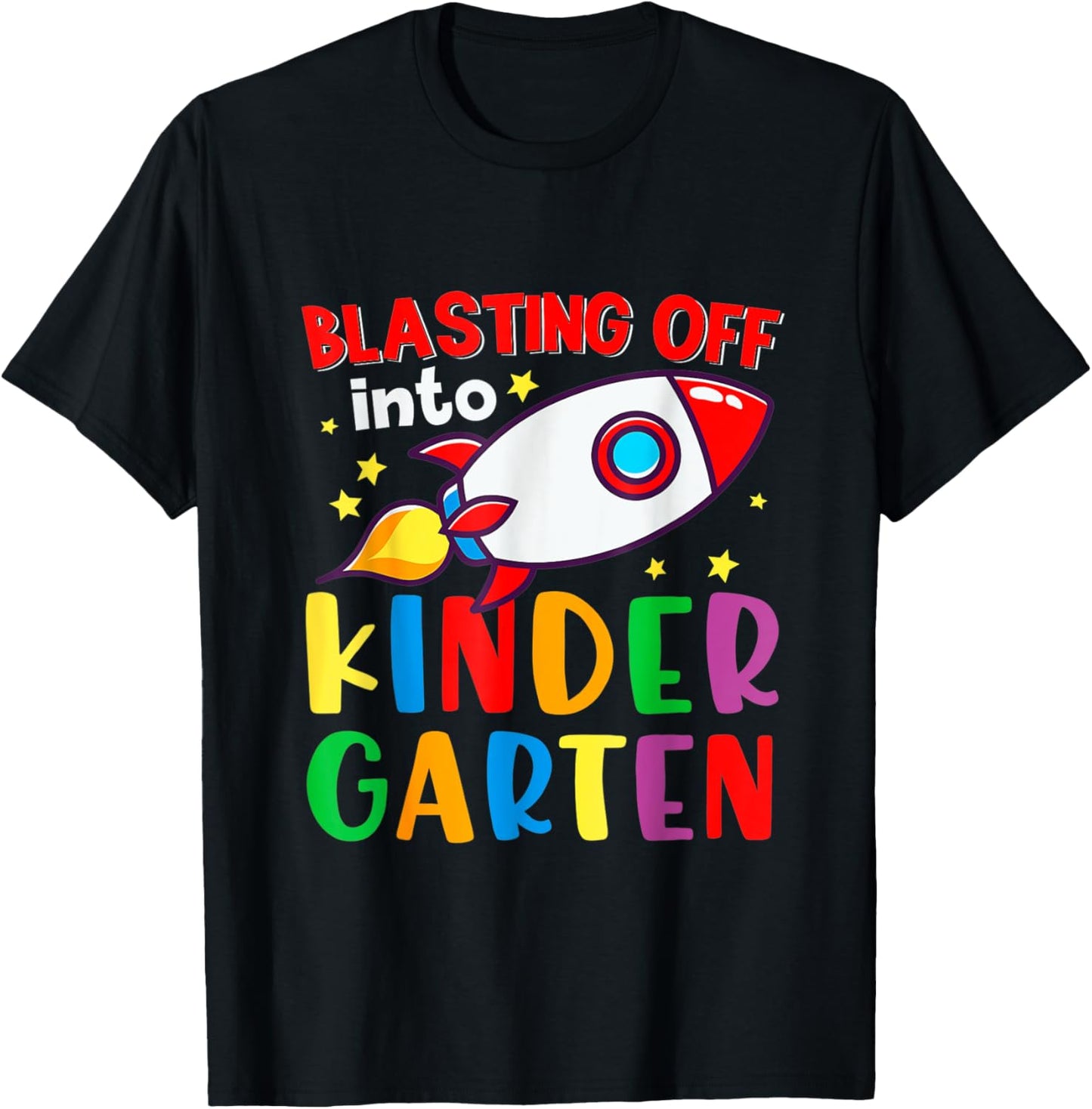 Blasting Off Into Kindergarten Funny Back To School Boys Kid T-Shirt - T-Shirt | Black