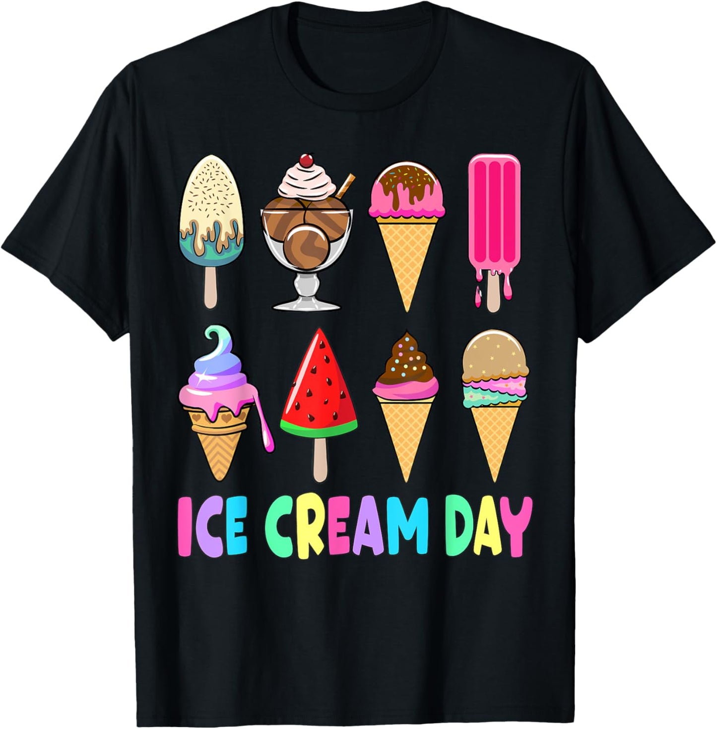 Ice Cream Day Shirt Toddler Ice Cream Party Women Men Kids T-Shirt - T-Shirt | Black