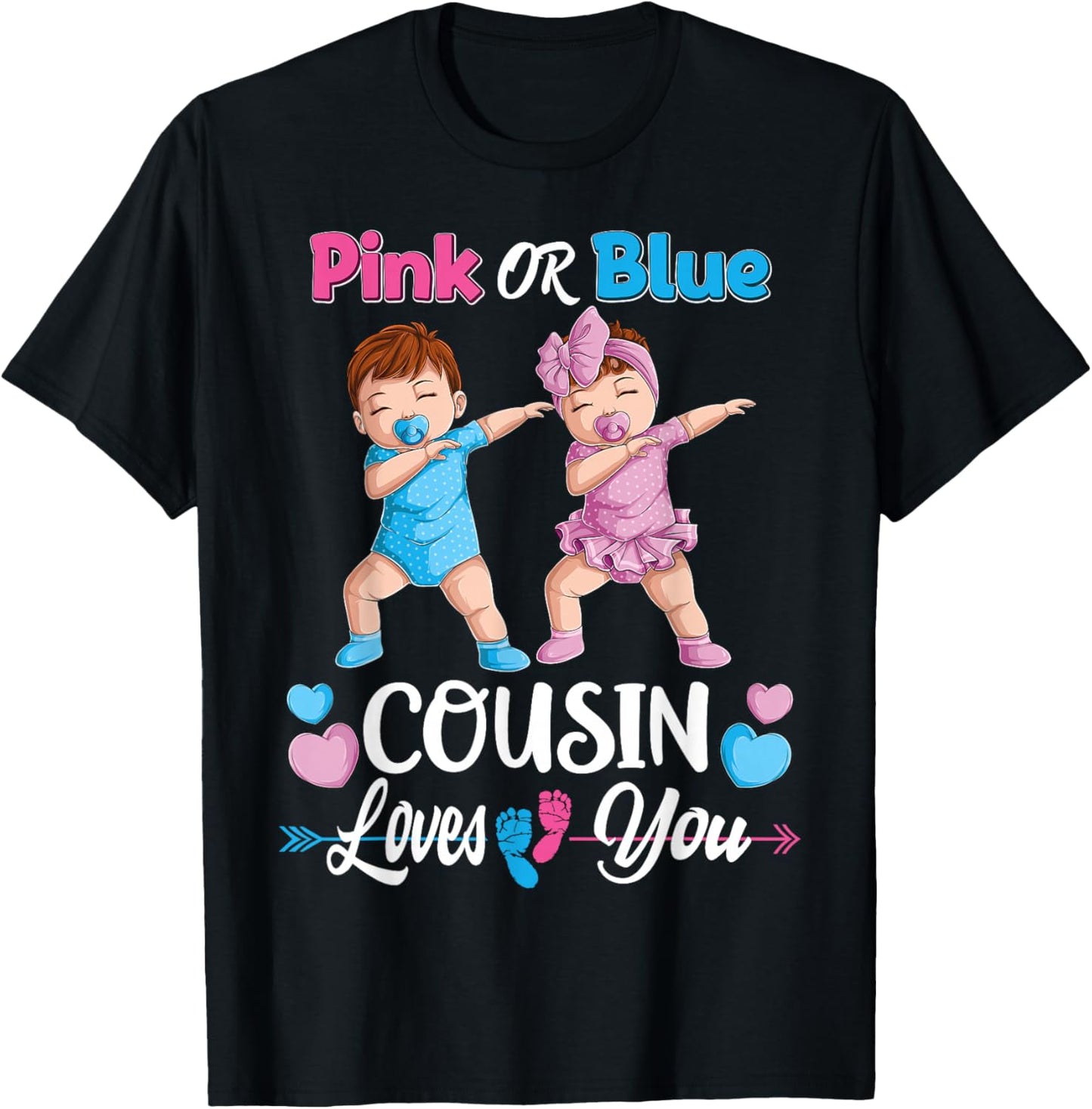Pink Or Blue Cousin Loves You Baby Gender Reveal Party Women T-Shirt - T-Shirt | Black