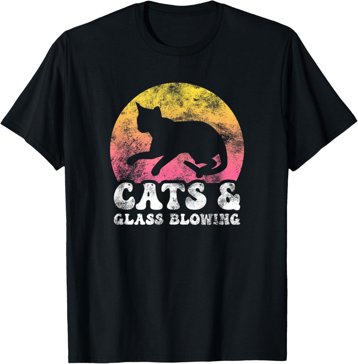 Funny Cats & Glass Blowing Vintage Retro Hobby T-Shirt - T-Shirt | Black