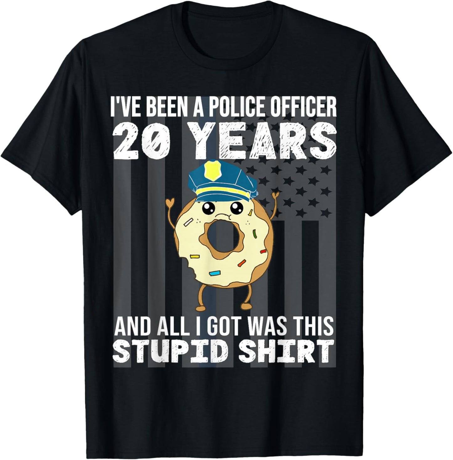 20 Year Police Officer Anniversary 20 Years of Service T-Shirt - T-Shirt | Black