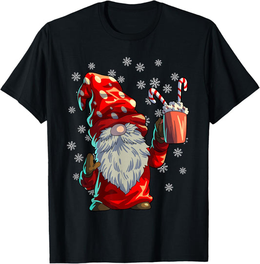 Christmas Gnome Men Women Buffalo Plaid Red Christmas T-Shirt - T-Shirt | Black
