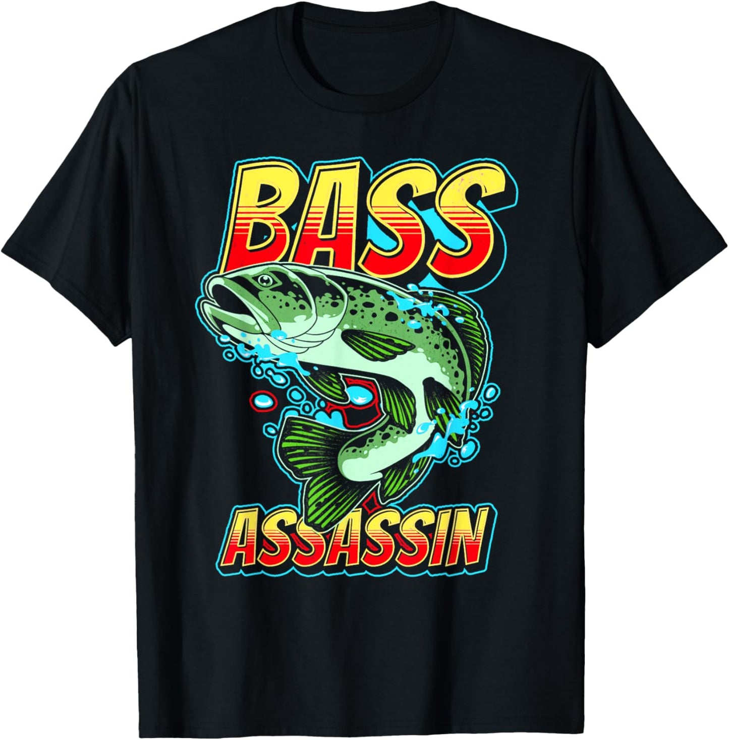 Bass Assassin Funny Fisherman Bass Fish Jumping Cute T-Shirt - T-Shirt | Black