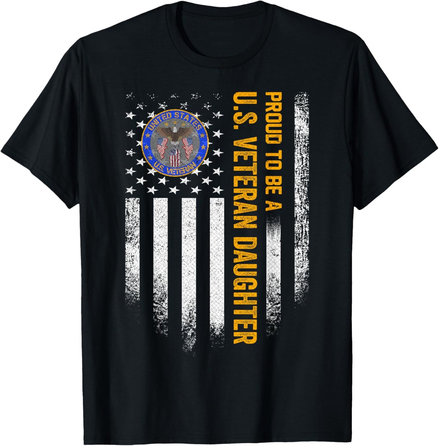 Vintage USA Flag Proud To Be A US Military Veteran Daughter Men T-Shirt - T-Shirt | Black