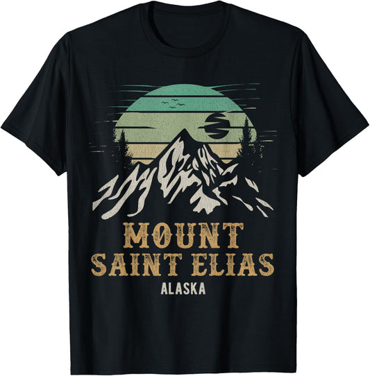 Mount Saint Elias Alaska Merch Retro Hiking Mt. St. Elias T-Shirt - T-Shirt | Black