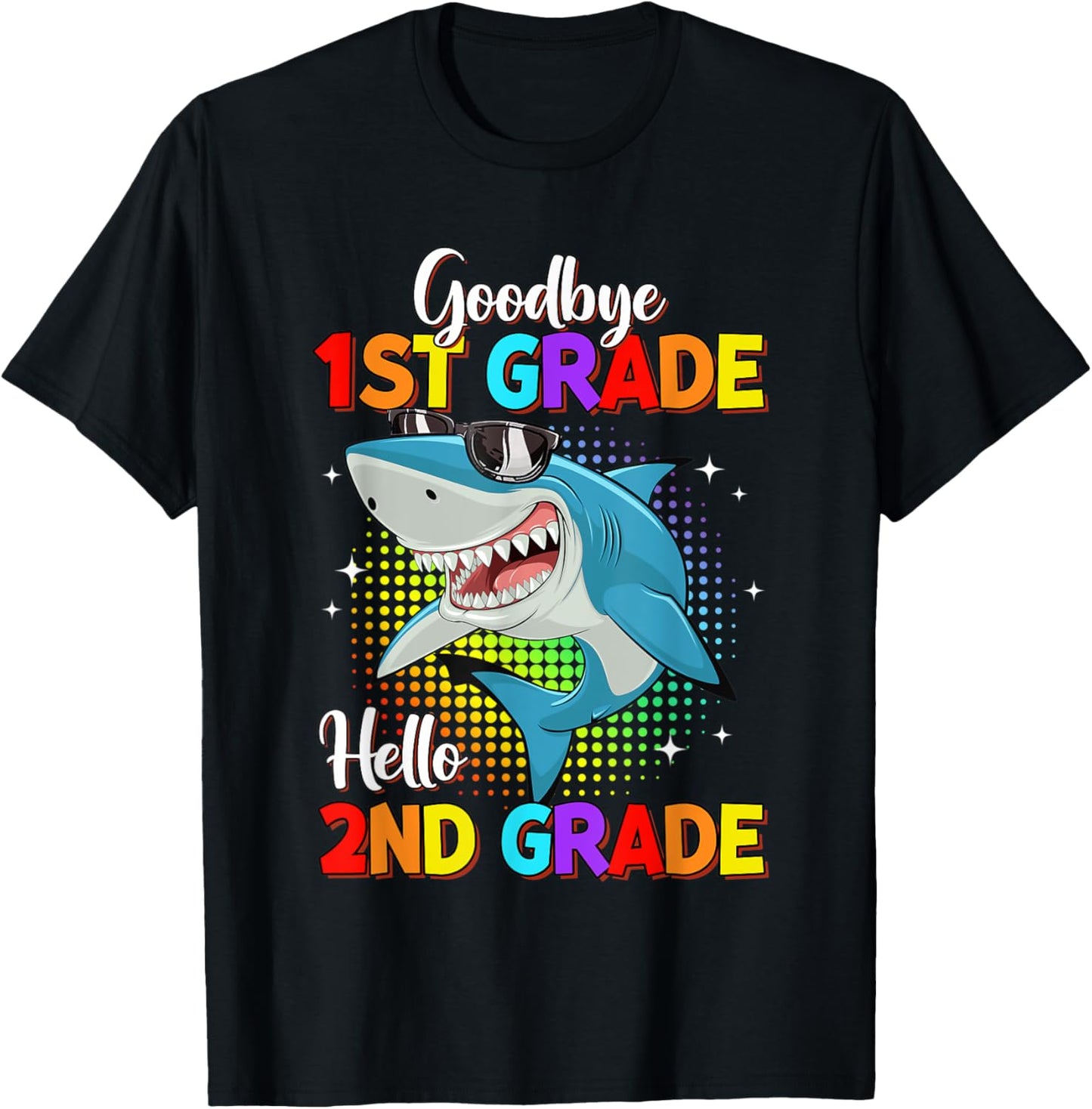Goodbye 1st Grade Hello 2nd Grade Funny Shark Kids Boys T-Shirt - T-Shirt | Black