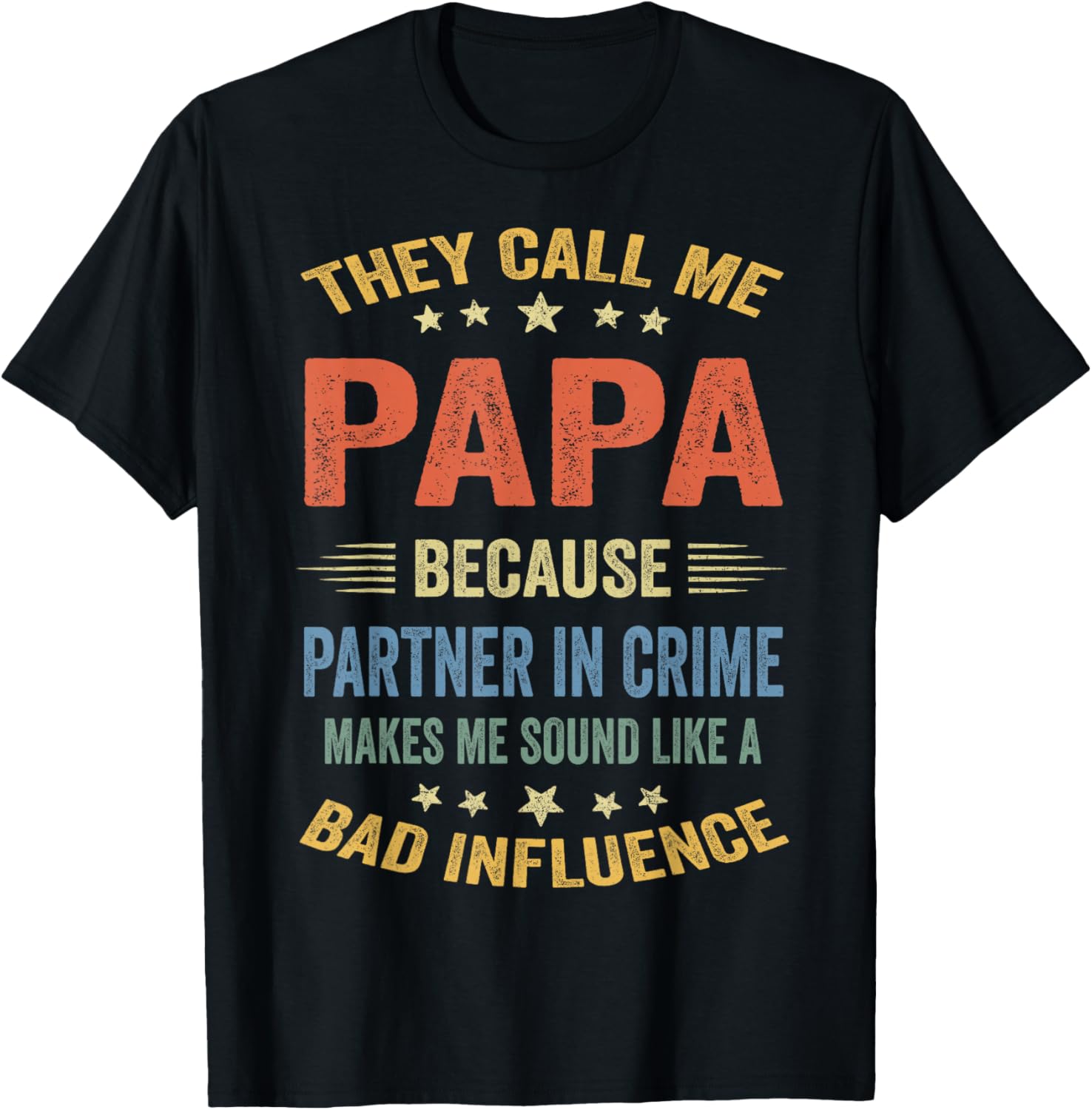 Funny Grandpa Shirts, Papa Partner In Crime Dad T-Shirt - T-Shirt | Black