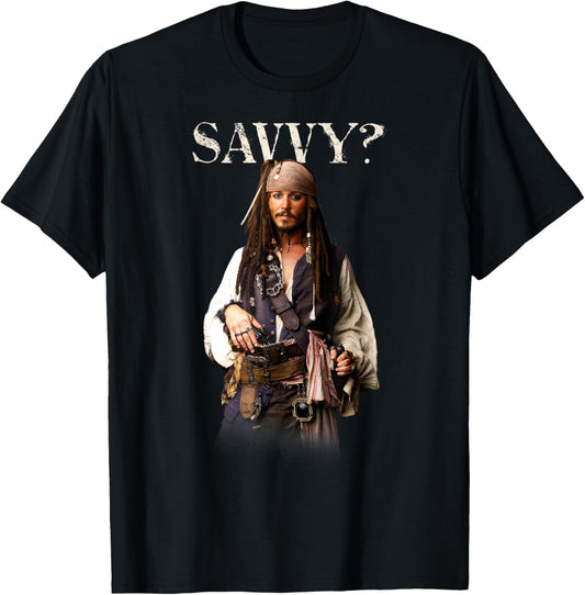 Disney Pirates of the Caribbean Captain Jack Savvy? T-Shirt - T-Shirt | Black