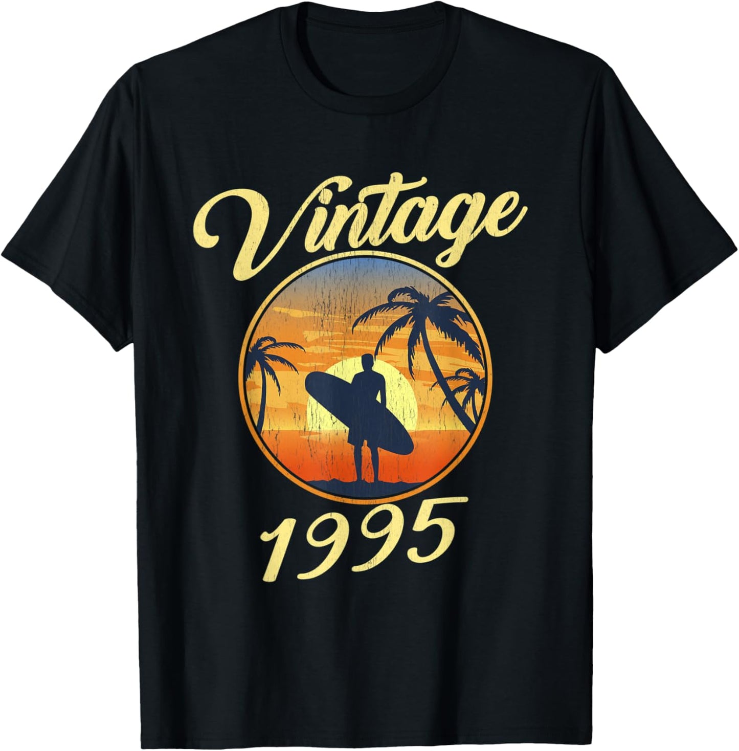 Vintage 1995 born in 1995 summer surf gift Men Women Kids T-Shirt - T-Shirt | Black