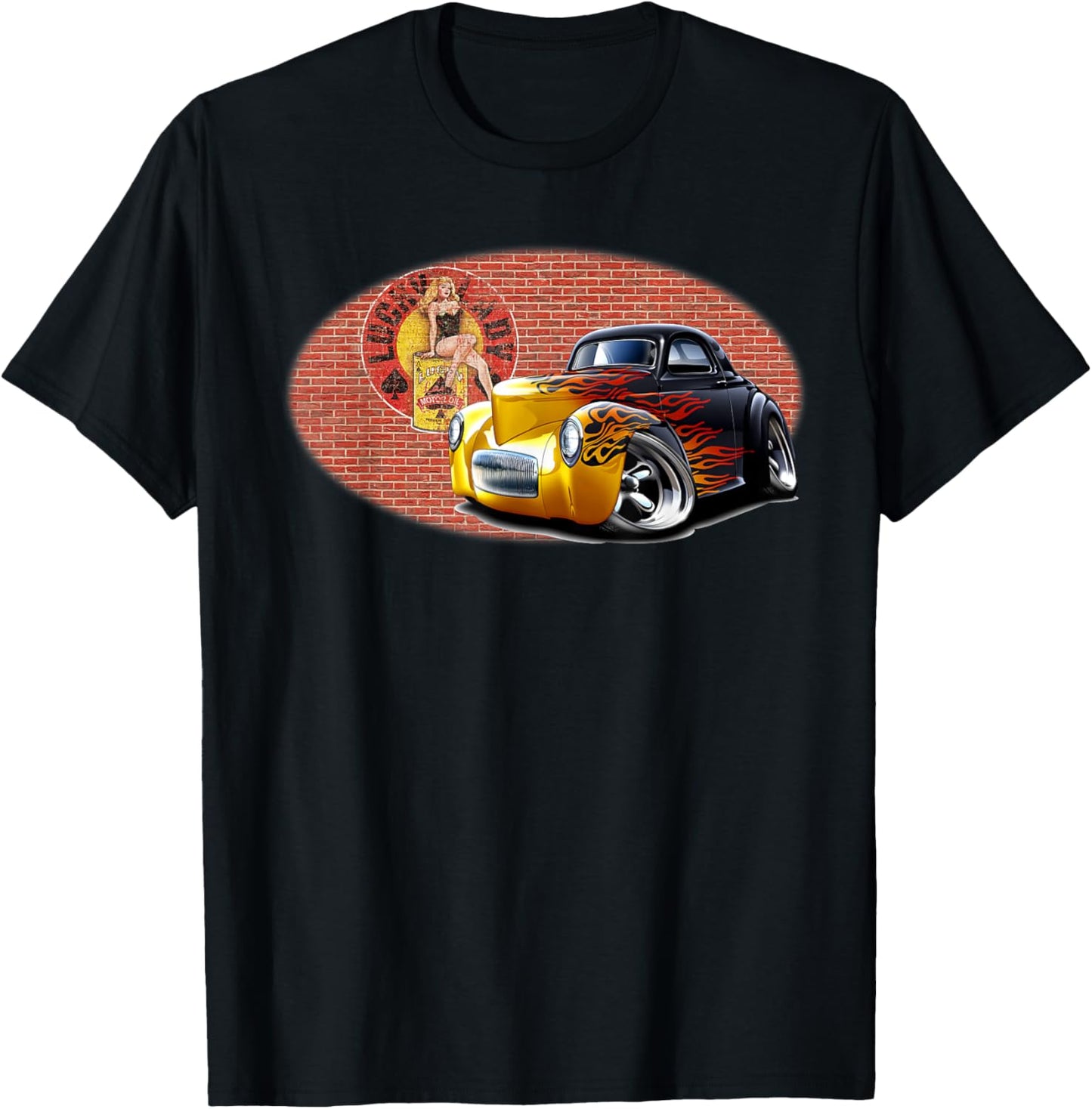 1941 Willy's Black Flames Hot Rod T-Shirt - T-Shirt | Black
