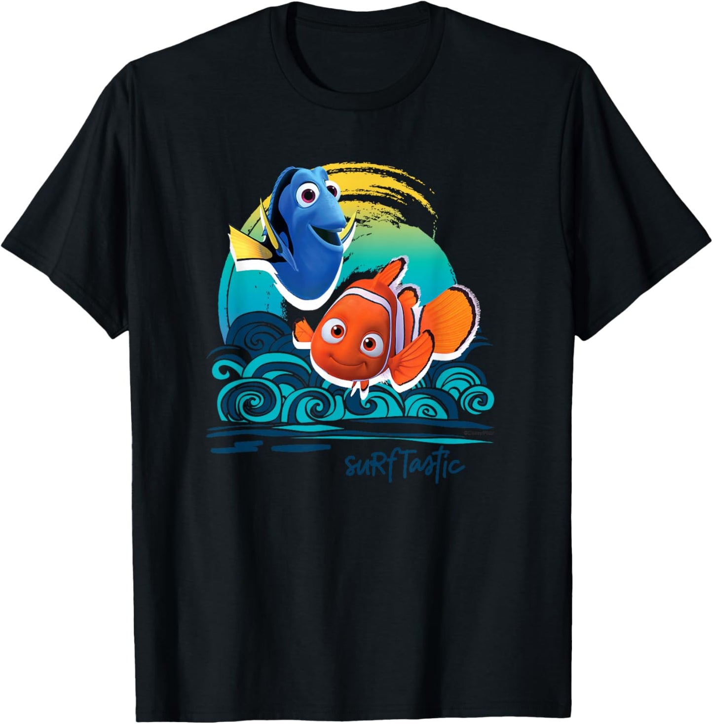 Disney Pixar Finding Nemo Surf-Tastic with Nemo & Dory Small T-Shirt - T-Shirt | Black