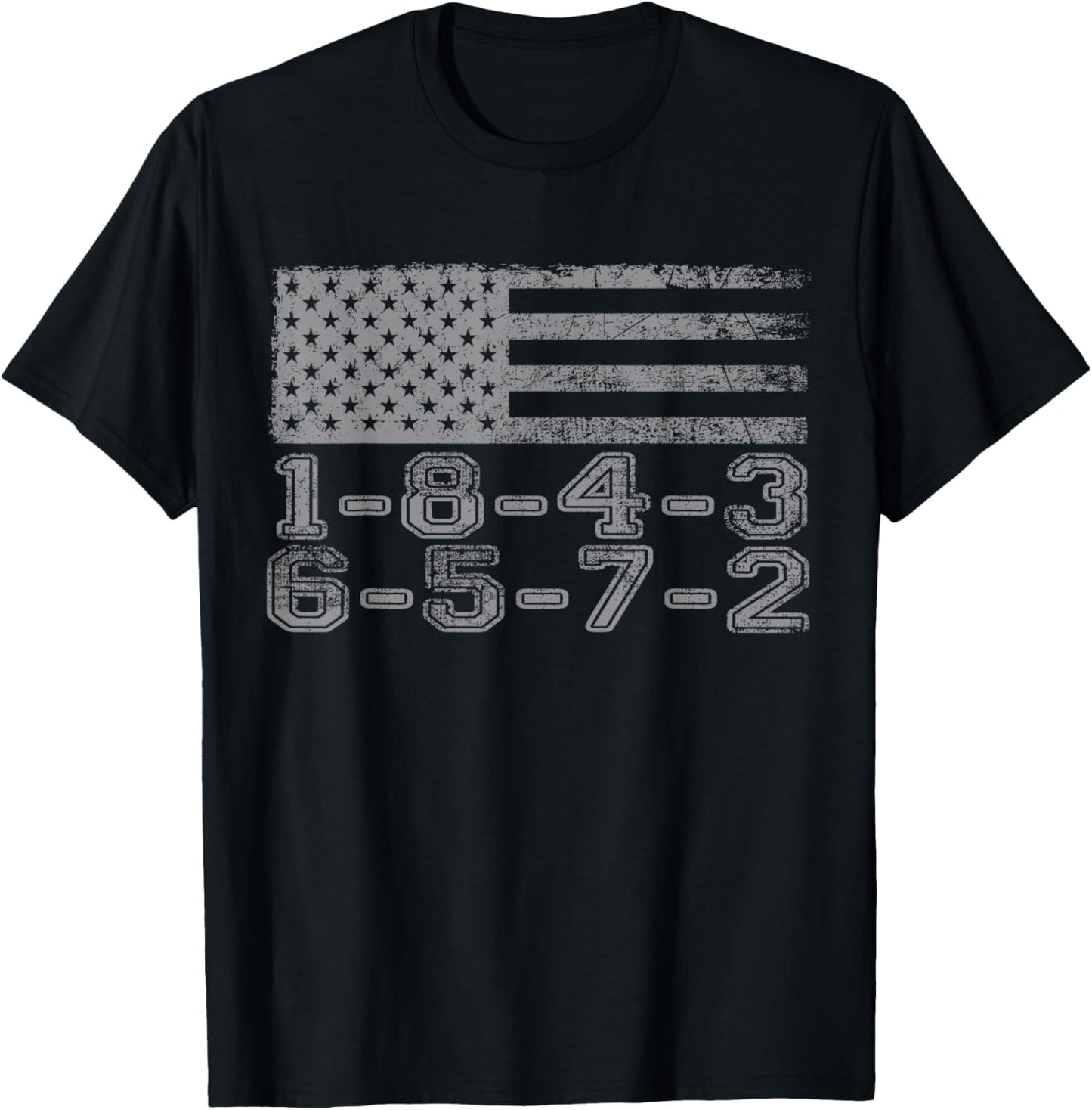 USA Flag 18436572 Firing Order Small Block Engine V8 Block T-Shirt - T-Shirt | Black