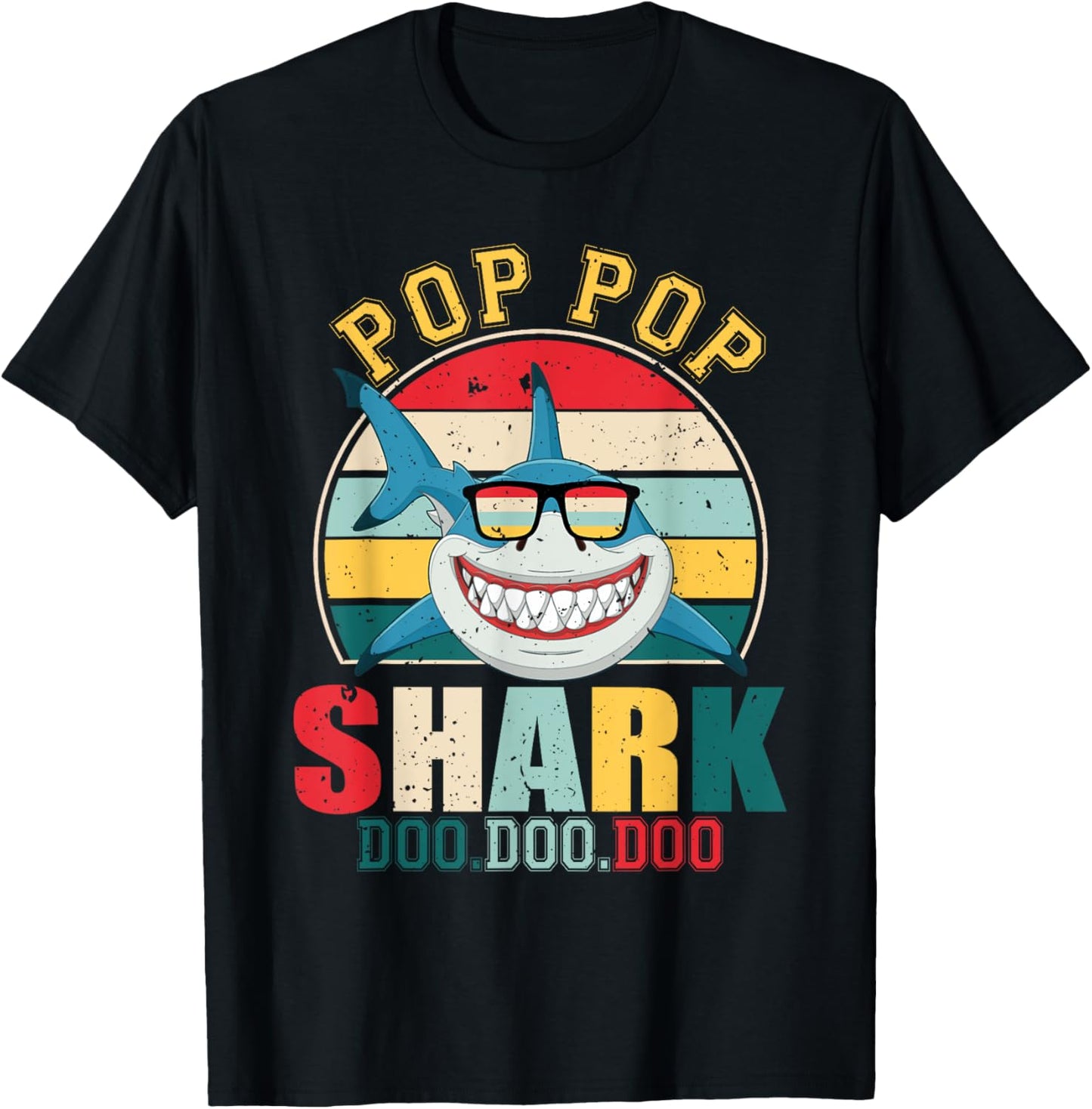 Pop Pop Shark Shirt Father's Day For Pop Pop T-Shirt - T-Shirt | Black