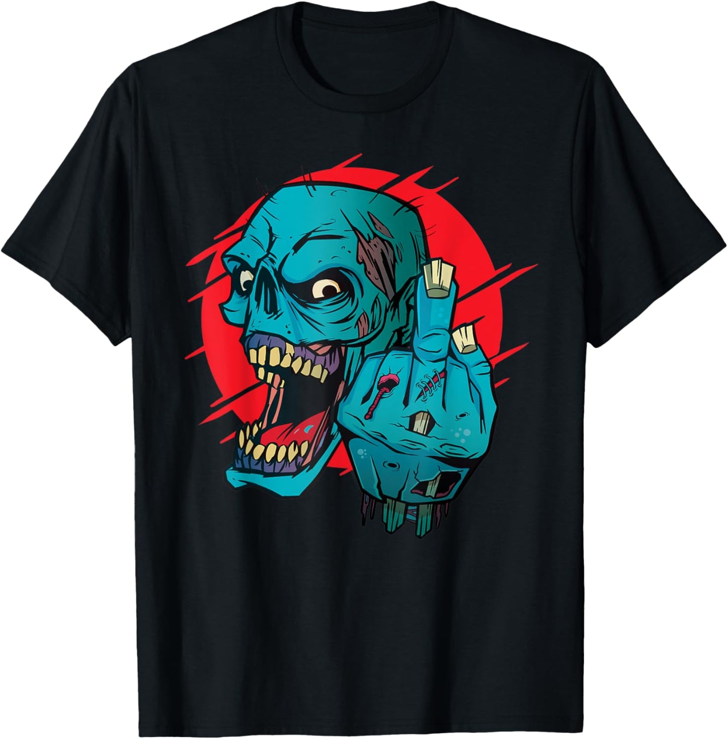 Not-so-subtle F-Off Zombie Flipping the bird Graphic T-Shirt - T-Shirt | Black