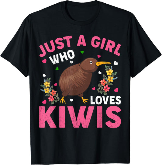 Kiwi Bird Lover Just A Girl Who Loves Kiwis T-Shirt - T-Shirt | Black