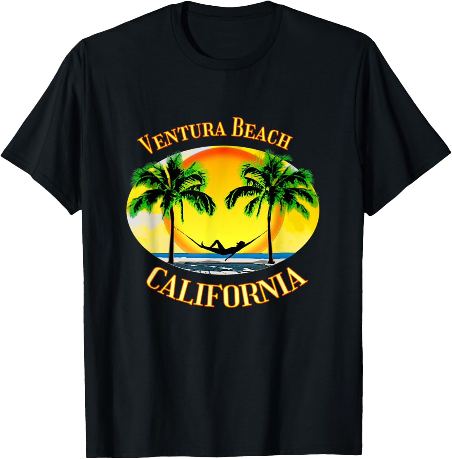 Ventura Beach California Palm Trees Beach Vacation Men Women Kids T-Shirt - T-Shirt | Black