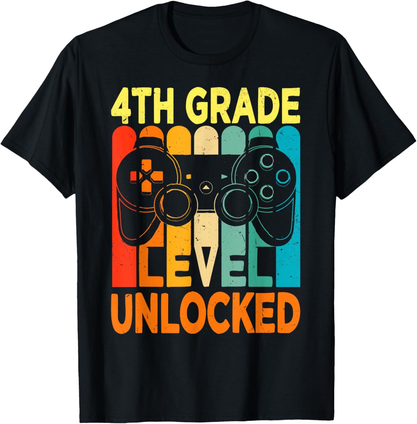 Hello 4th Grade Level Unlocked Video Game Back to School Boy T-Shirt - T-Shirt | Black