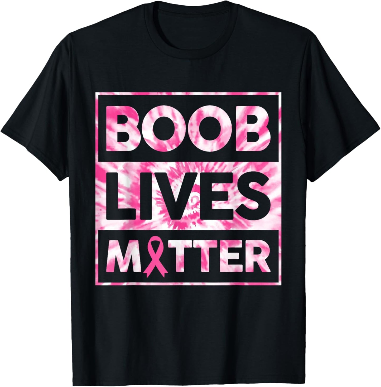Boob Lives Matter Pink Warrior Breast Cancer Awareness Month T-Shirt - T-Shirt | Black
