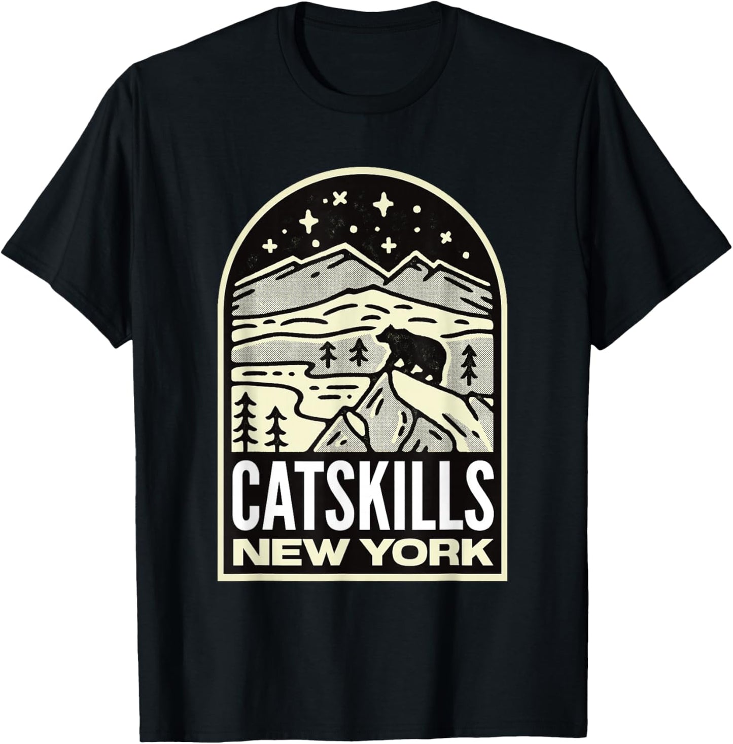 Catskills New York Mountains Vintage T-Shirt - T-Shirt | Black