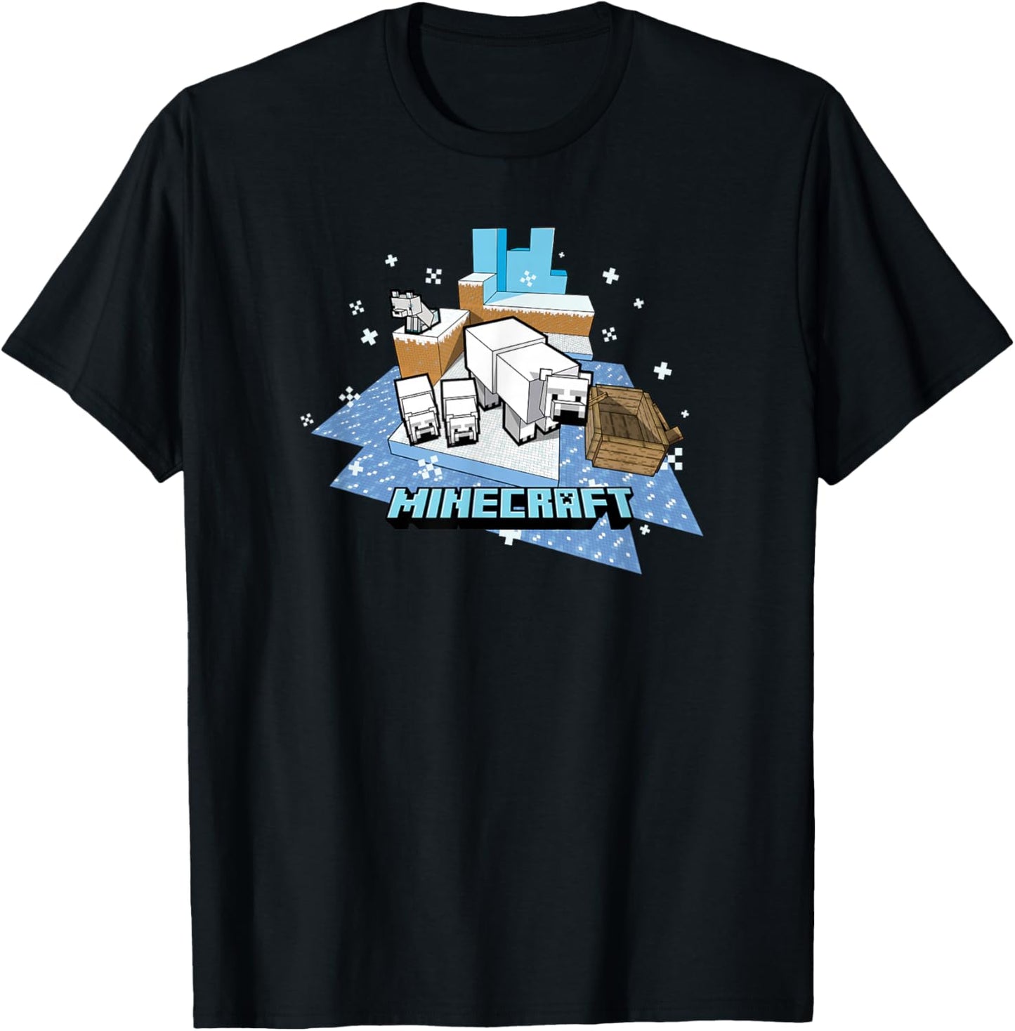 Minecraft Winter Mobs Polar Bears and Wolf T-Shirt - T-Shirt | Black