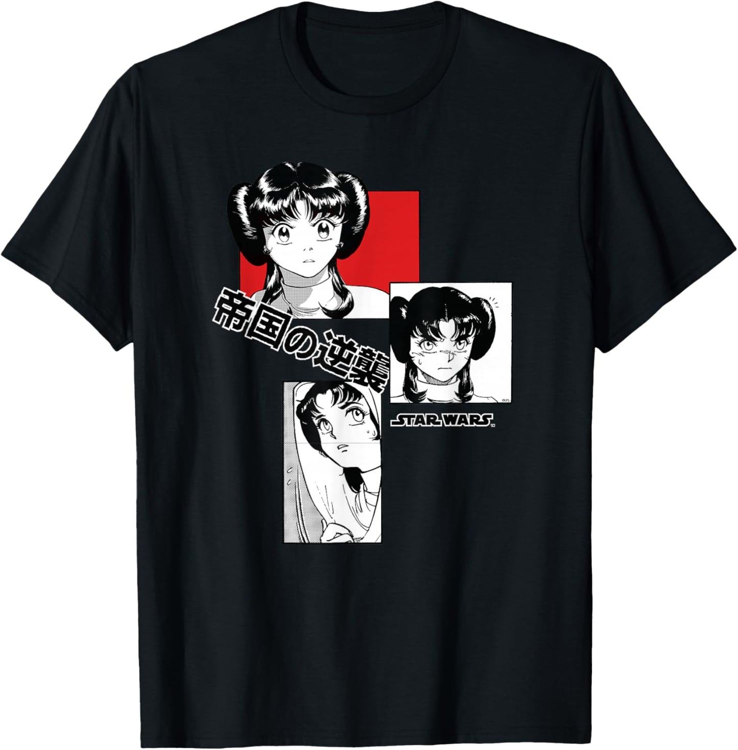 Star Wars Princess Leia Japanese Anime Manga Comic T-Shirt - T-Shirt | Black