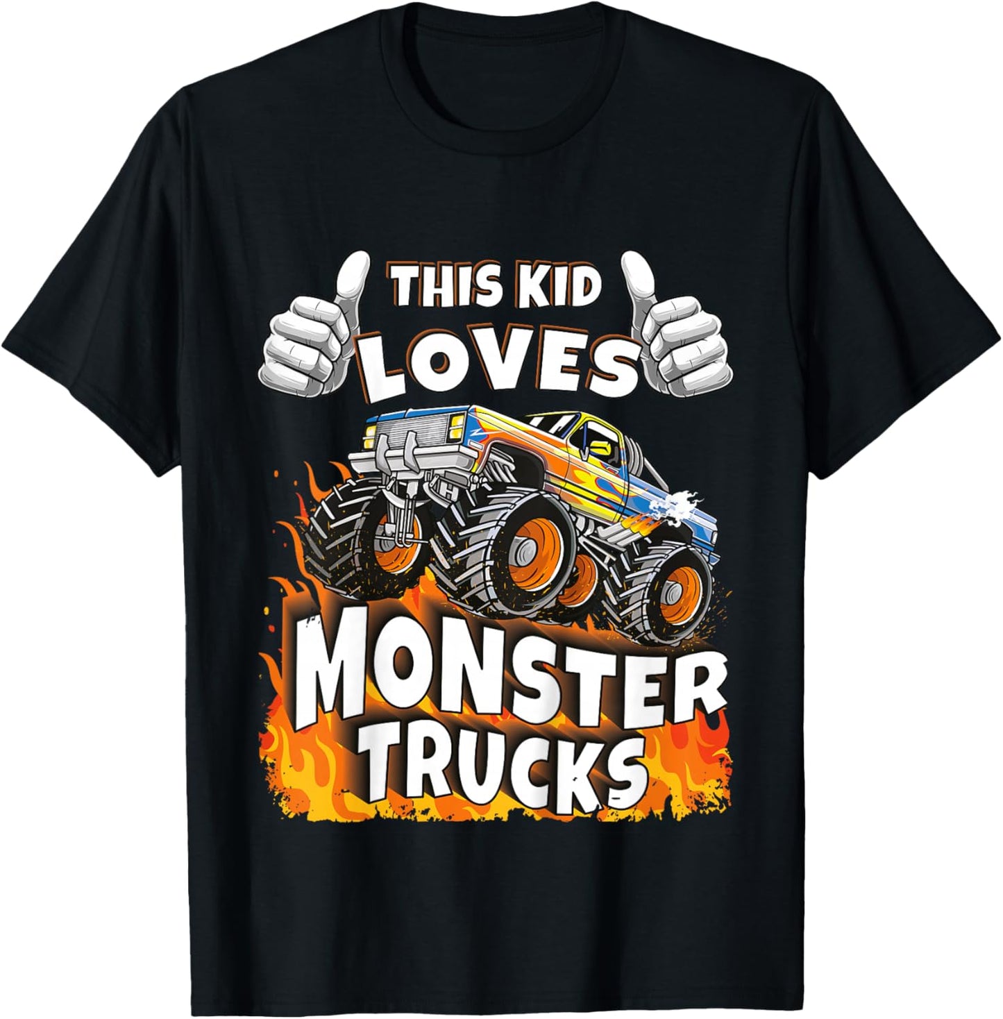This Kid Loves Monster Trucks Boys & Girls T-Shirt - T-Shirt | Black