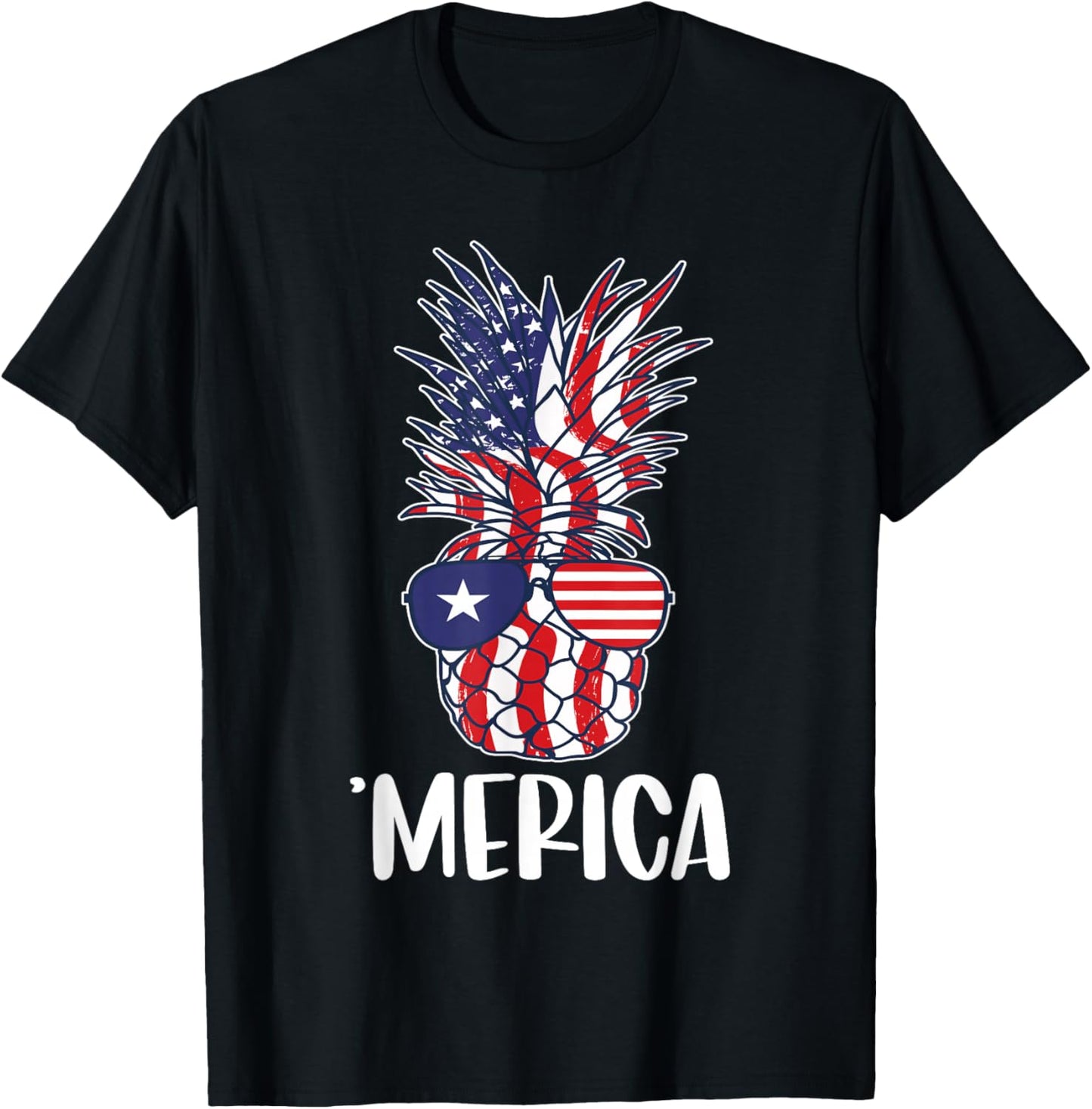 Pineapple Sunglasses 4th Of July Patriotic Pineapple Kids Men T-Shirt - T-Shirt | Black