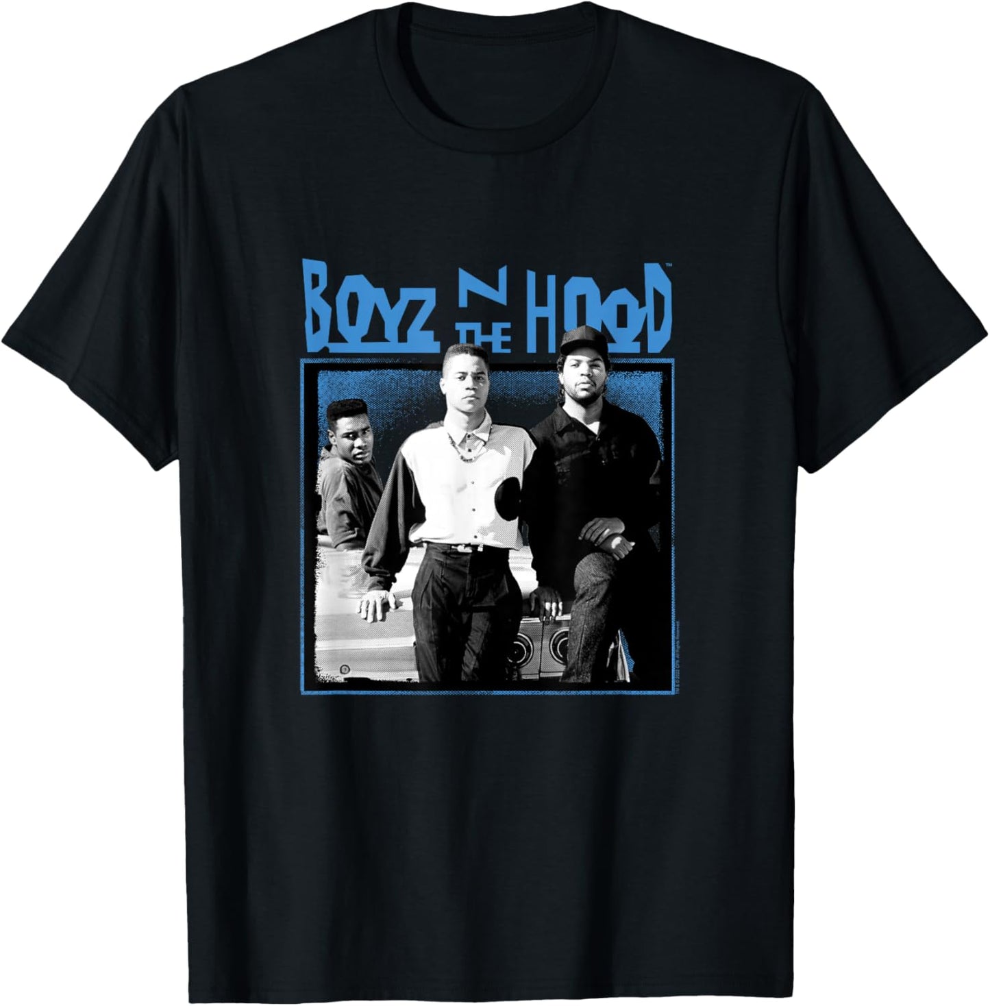 Boyz n The Hood Group with Blue Logo Small T-Shirt - T-Shirt | Black