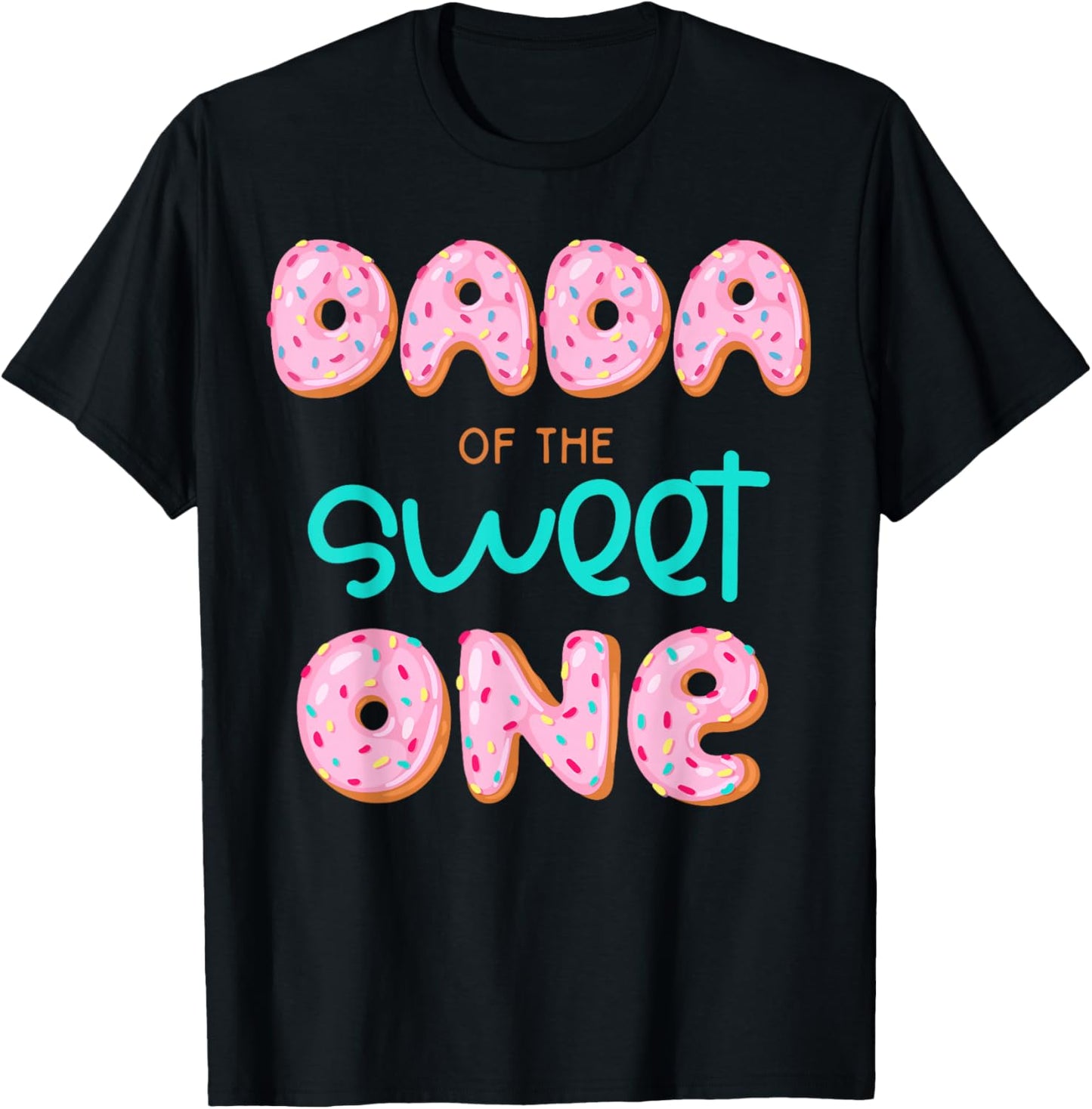 Dada of The Sweet One First Birthday Matching Family Donut T-Shirt - T-Shirt | Black