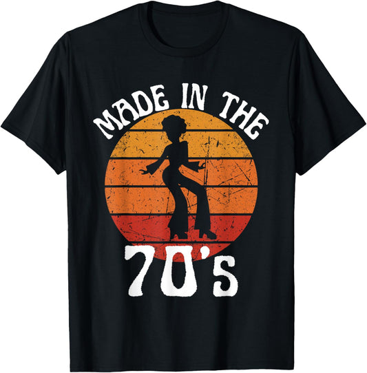 Made in 70s Black Afro African American Dancer Sunset T-Shirt - T-Shirt | Black