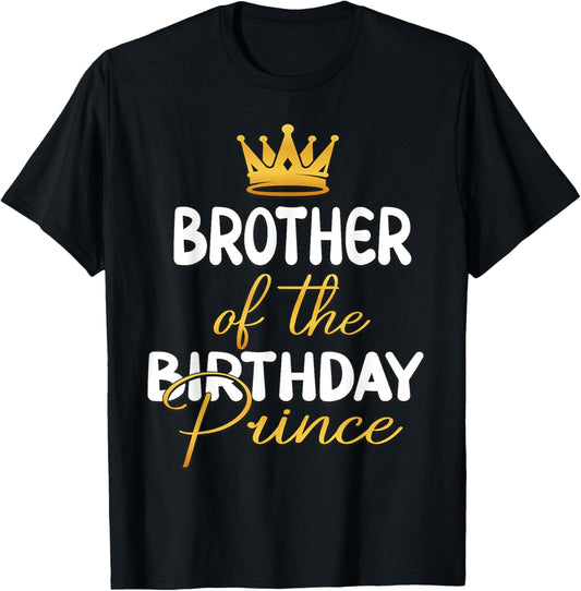Brother Of The Birthday Prince Boy Bday Party Idea T-Shirt - T-Shirt | Black