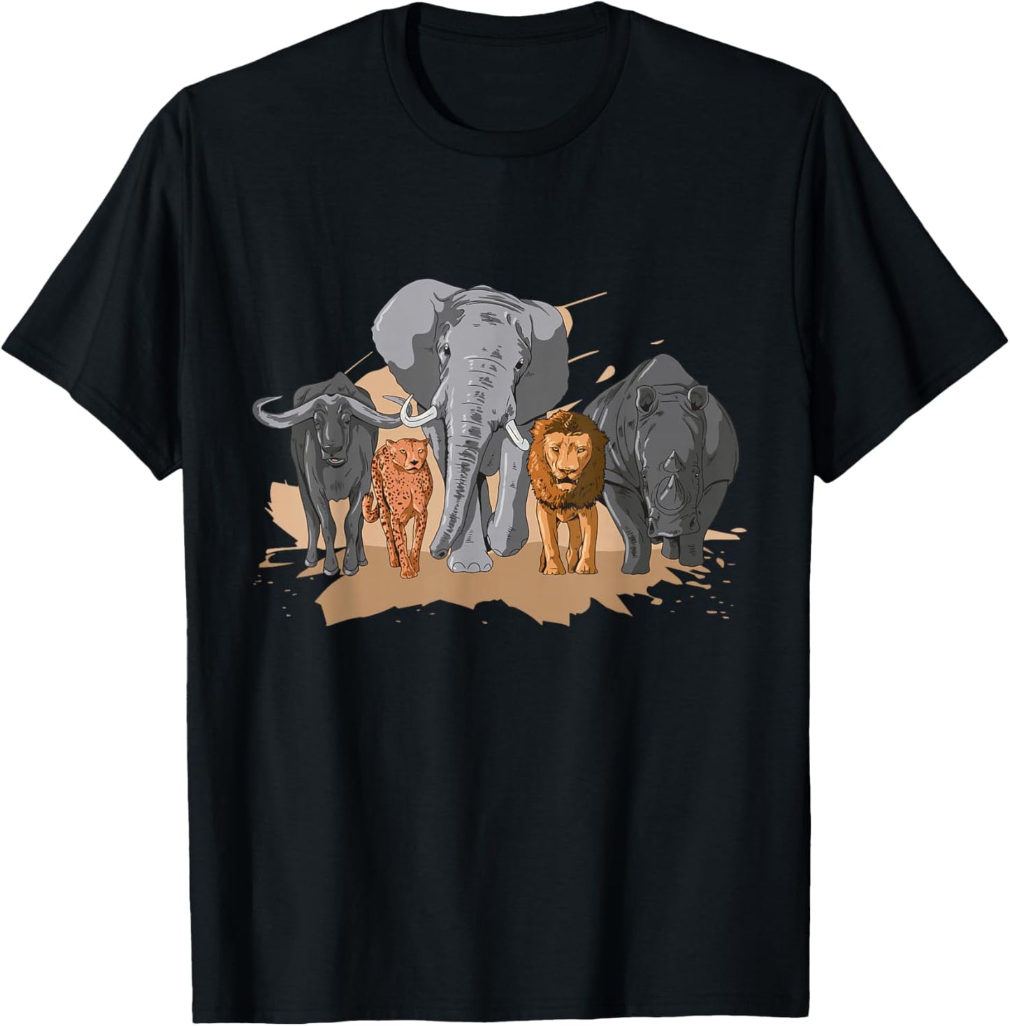 African Big Five Design African Animal Safari Animals Safari T-Shirt - T-Shirt | Black