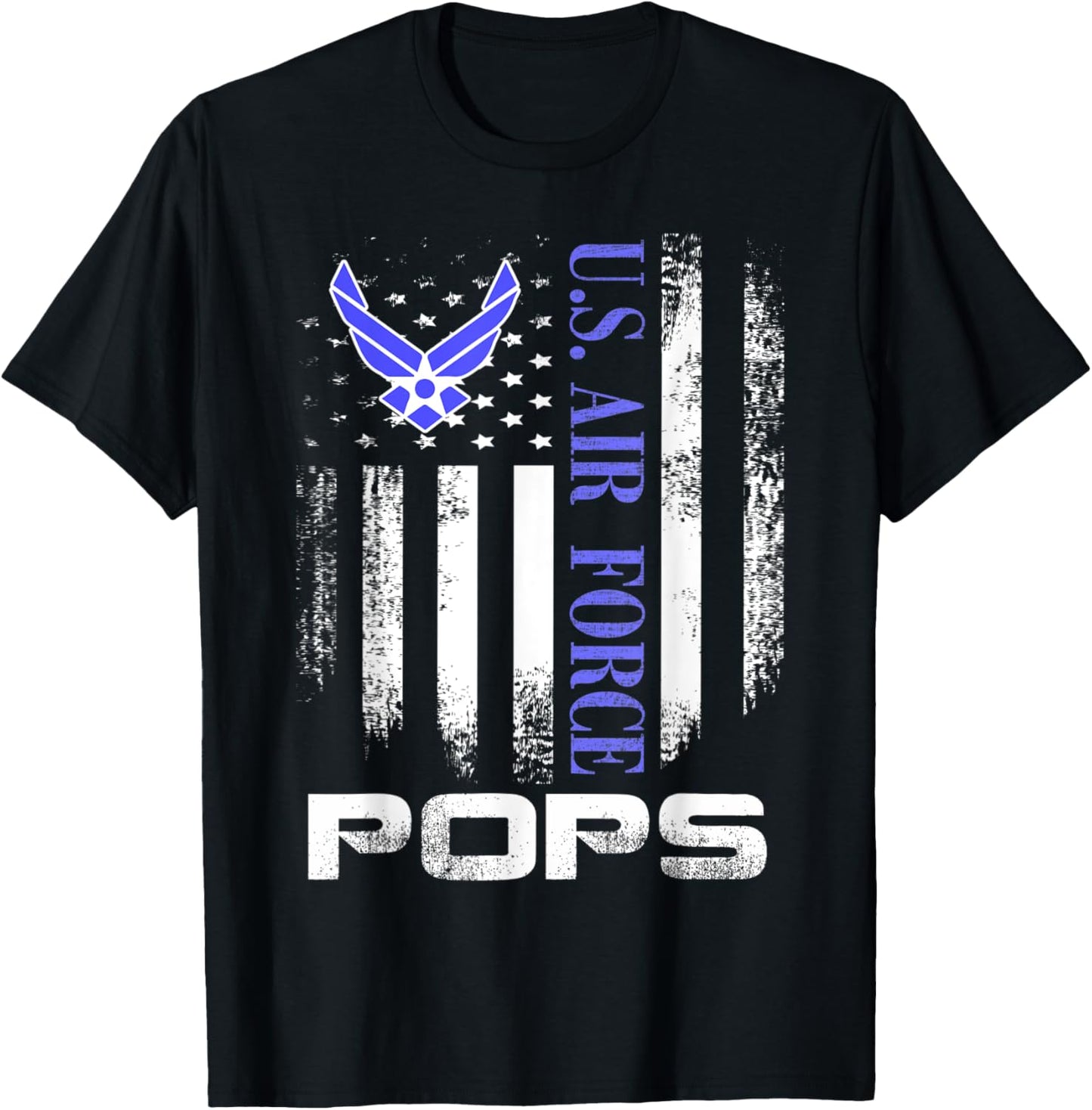 Vintage U.S. Air Force Pops With American Flag Women Kids Men T-Shirt - T-Shirt | Black