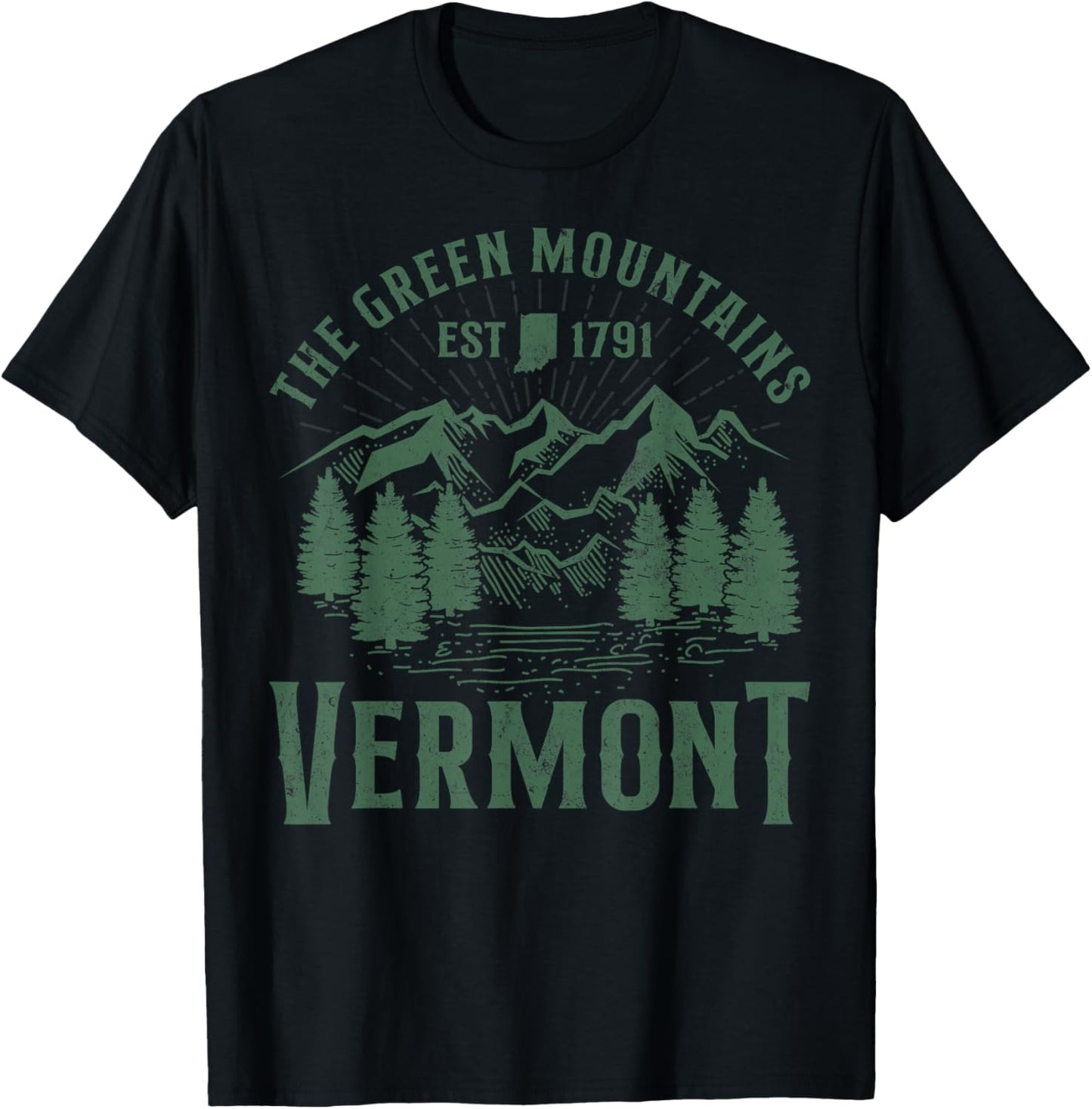 Green Mountains Vermont Family Vacation Hiking Vintage T-Shirt - T-Shirt | Black