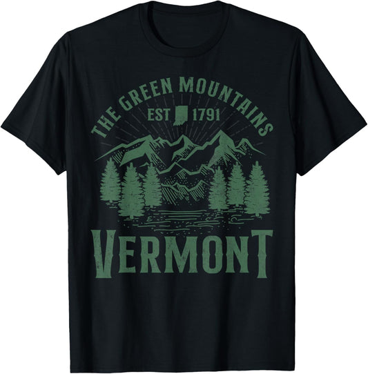 Green Mountains Vermont Family Vacation Hiking Vintage T-Shirt - T-Shirt | Black