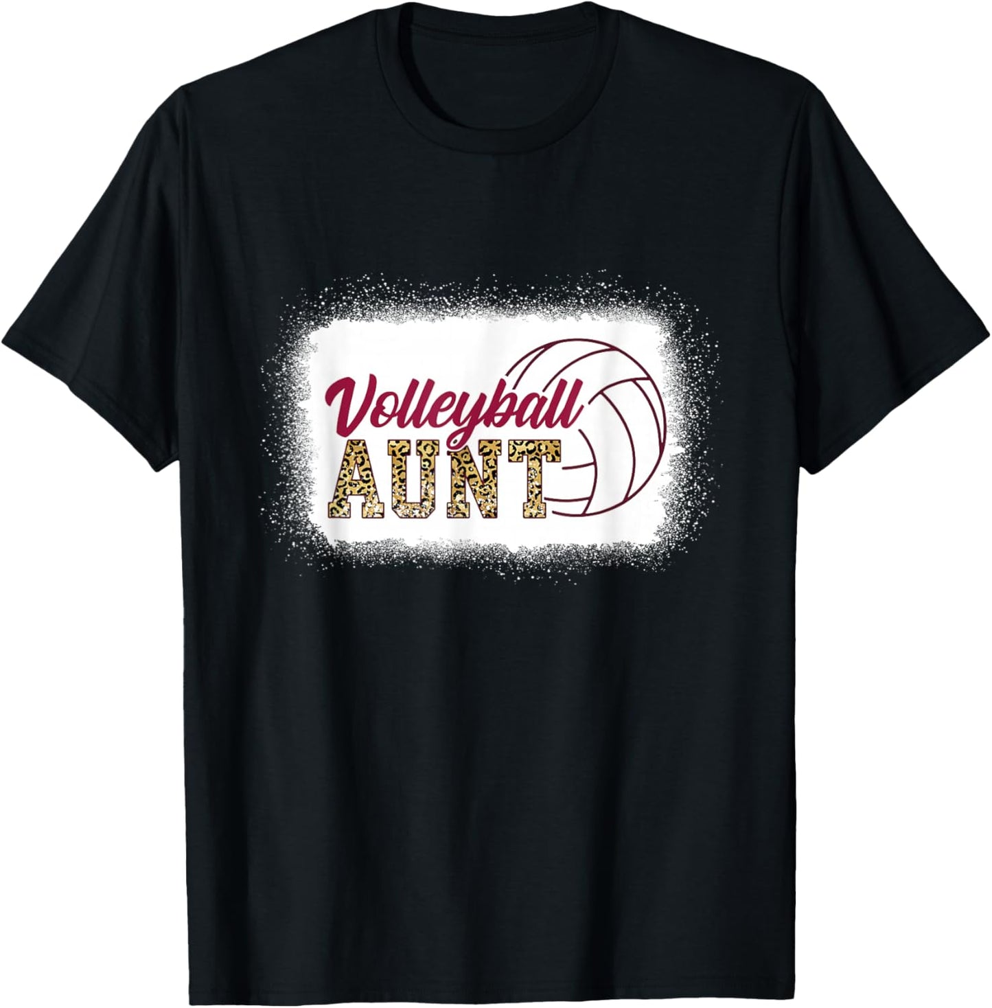 Aunt Life Volleyball Bleached Leopard Auntie T-Shirt - T-Shirt | Black