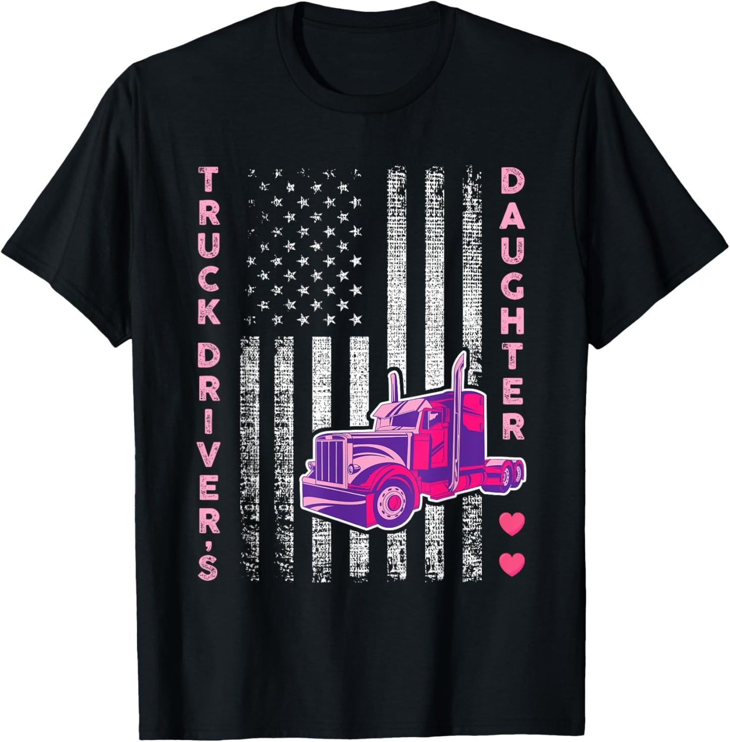 Truck Driver's Daughter - Girl Women Trucker T-Shirt - T-Shirt | Black