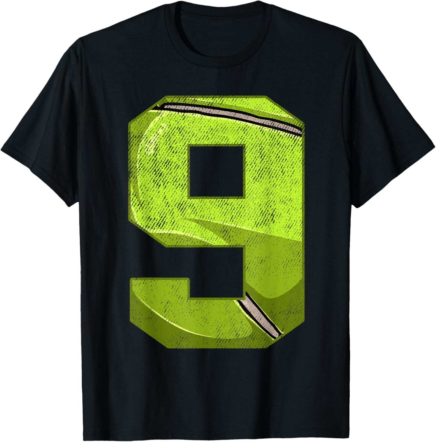 9th Birthday Party Nine 9 Year Old Tennis Bday Boy Girl T-Shirt - T-Shirt | Black