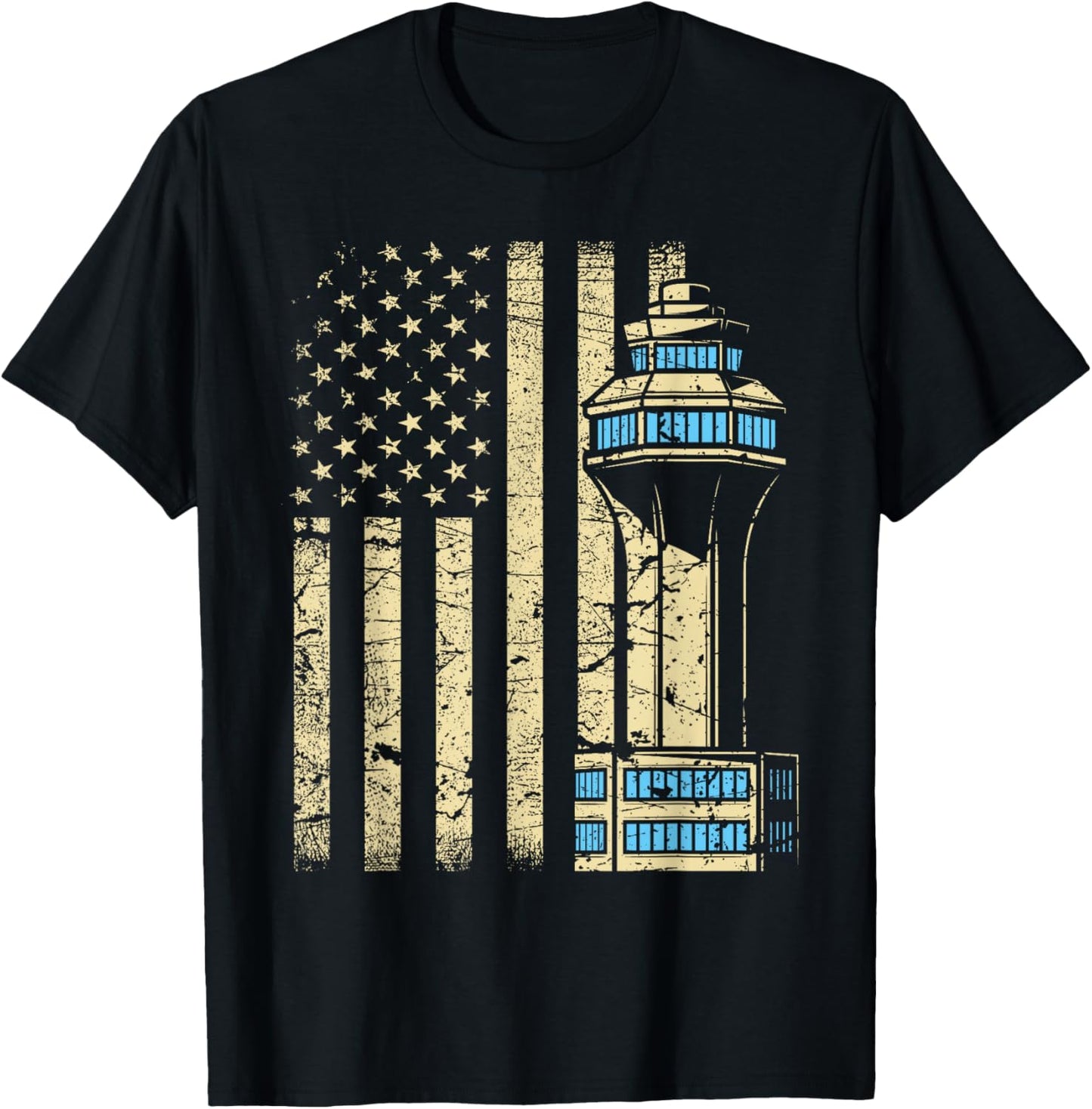 Air Traffic Controller Tower - Aircraft Airspace ATC T-Shirt - T-Shirt | Black