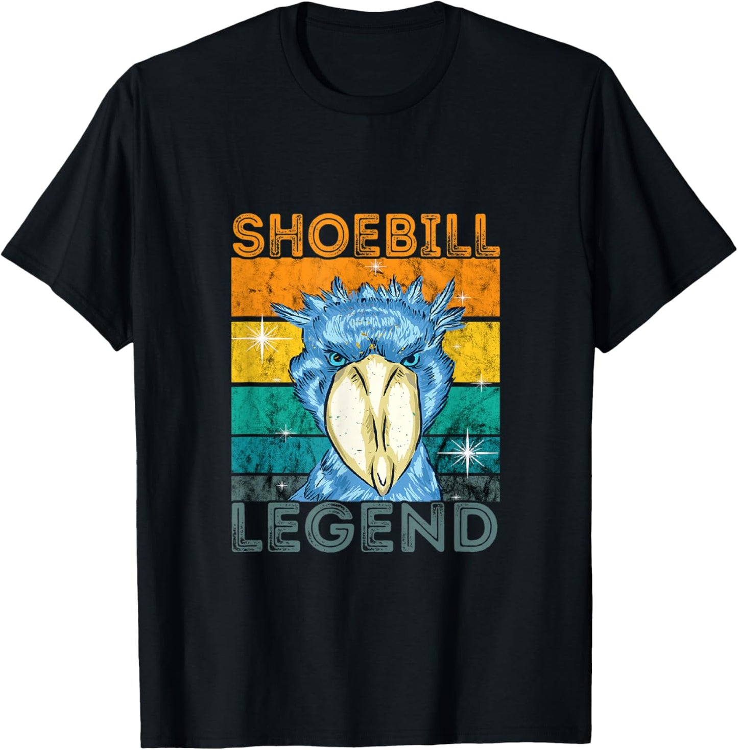 Shoebill Bird Shebill Legend Vintage Retro African Bird T-Shirt - T-Shirt | Black