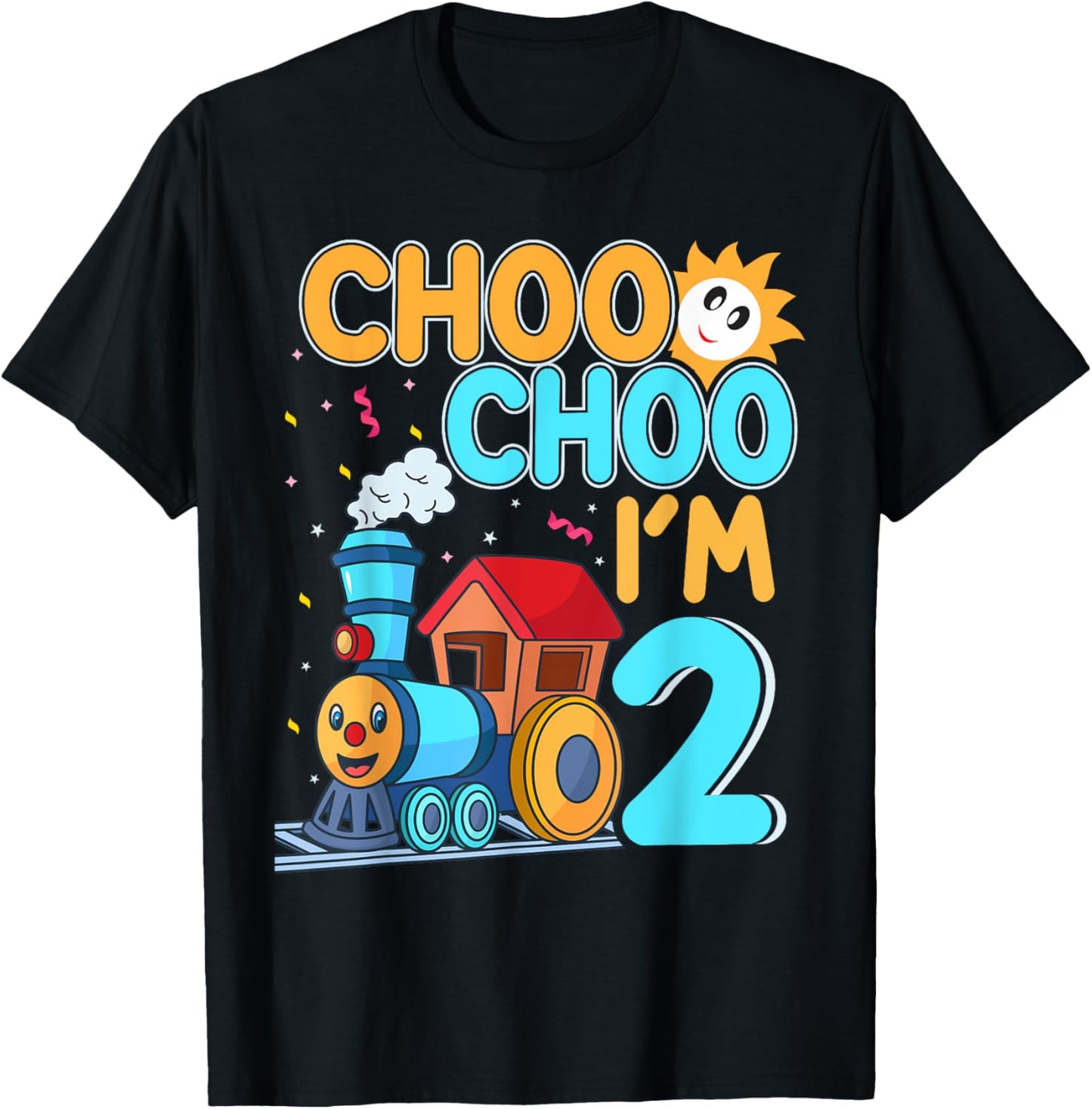 Kids Train Choo Choo I'm 2 Year Old Toddler 2nd Birthday T-Shirt - T-Shirt | Black