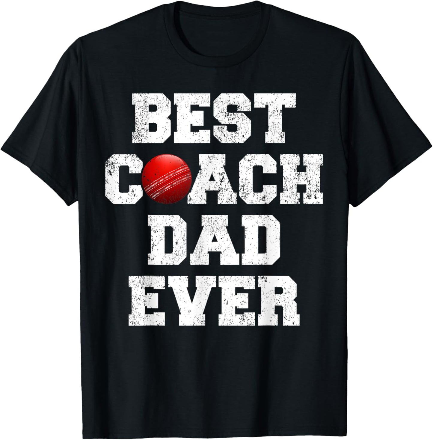 Distressed Vintage Best Cricket Coach Dad Father's Day T-Shirt - T-Shirt | Black