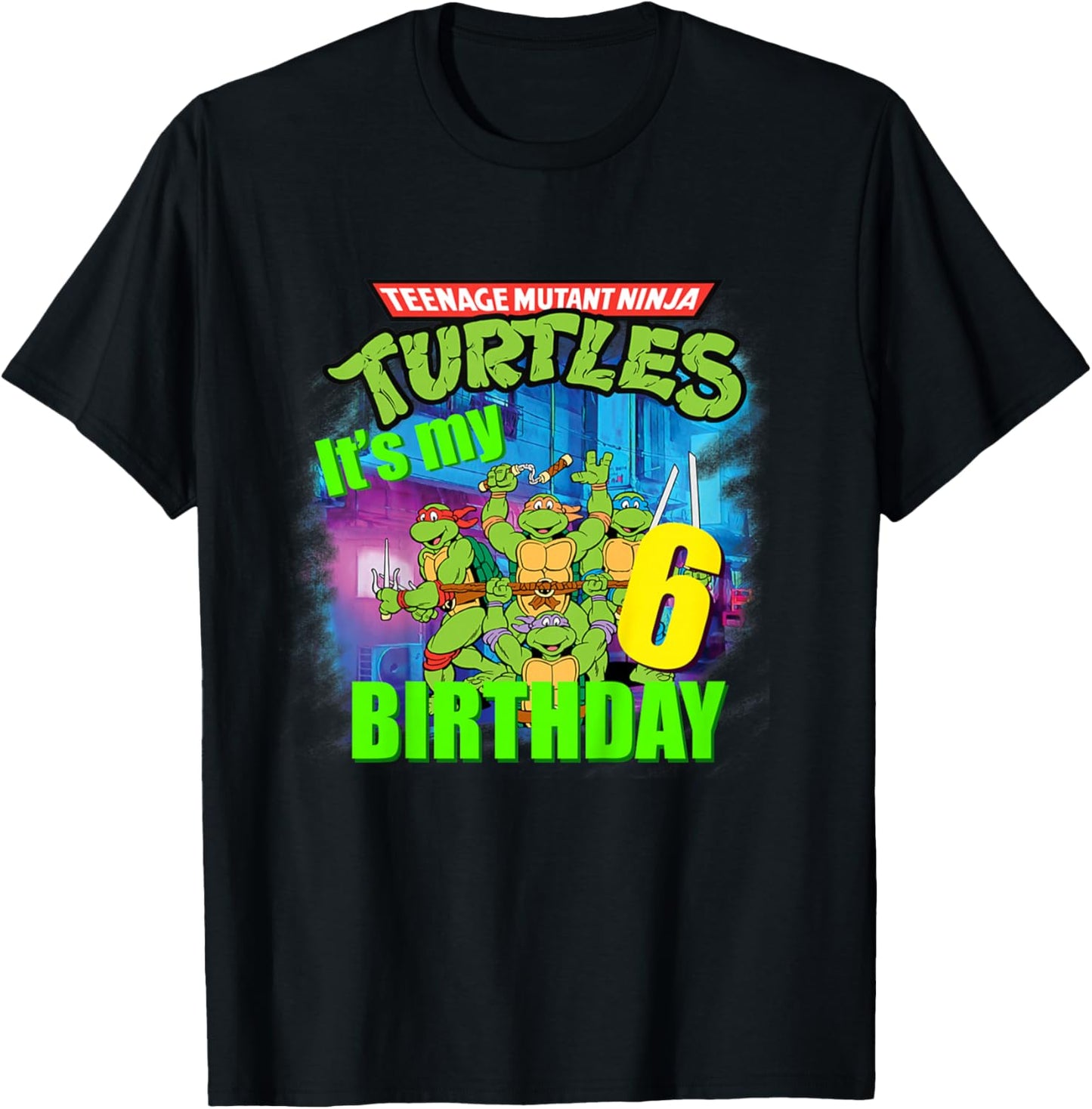 Mademark x Teenage Mutant Ninja Turtles - Original Teenage Mutant Ninja Turtles Sixth Birthday 6th T-Shirt - T-Shirt | Black