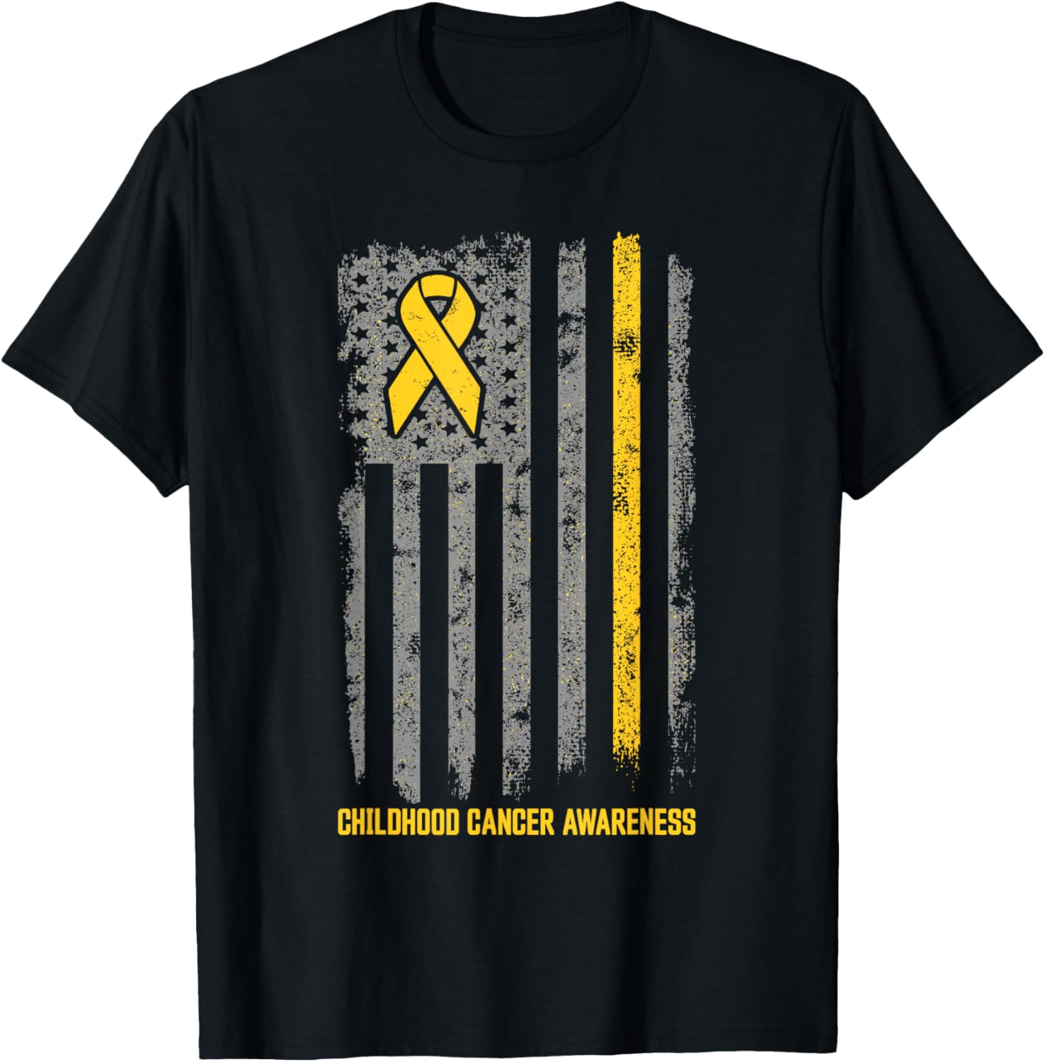 Childhood Cancer Shirt Flag Childhood Cancer Awareness T-Shirt - T-Shirt | Black