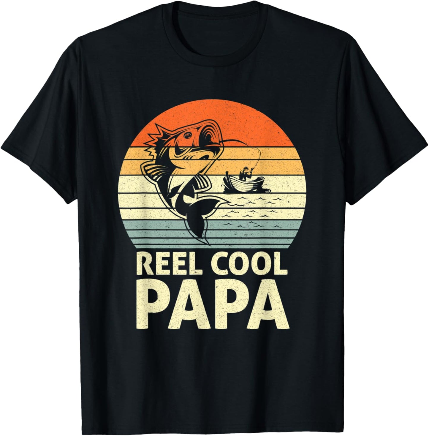 Reel Cool Papa Fishing Daddy Father's Day Papa Fisherman T-Shirt - T-Shirt | Black