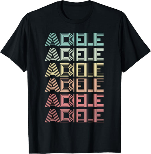 First Name ADELE Girl Retro Italian Nametag Groovy 60s 70s T-Shirt - T-Shirt | Black